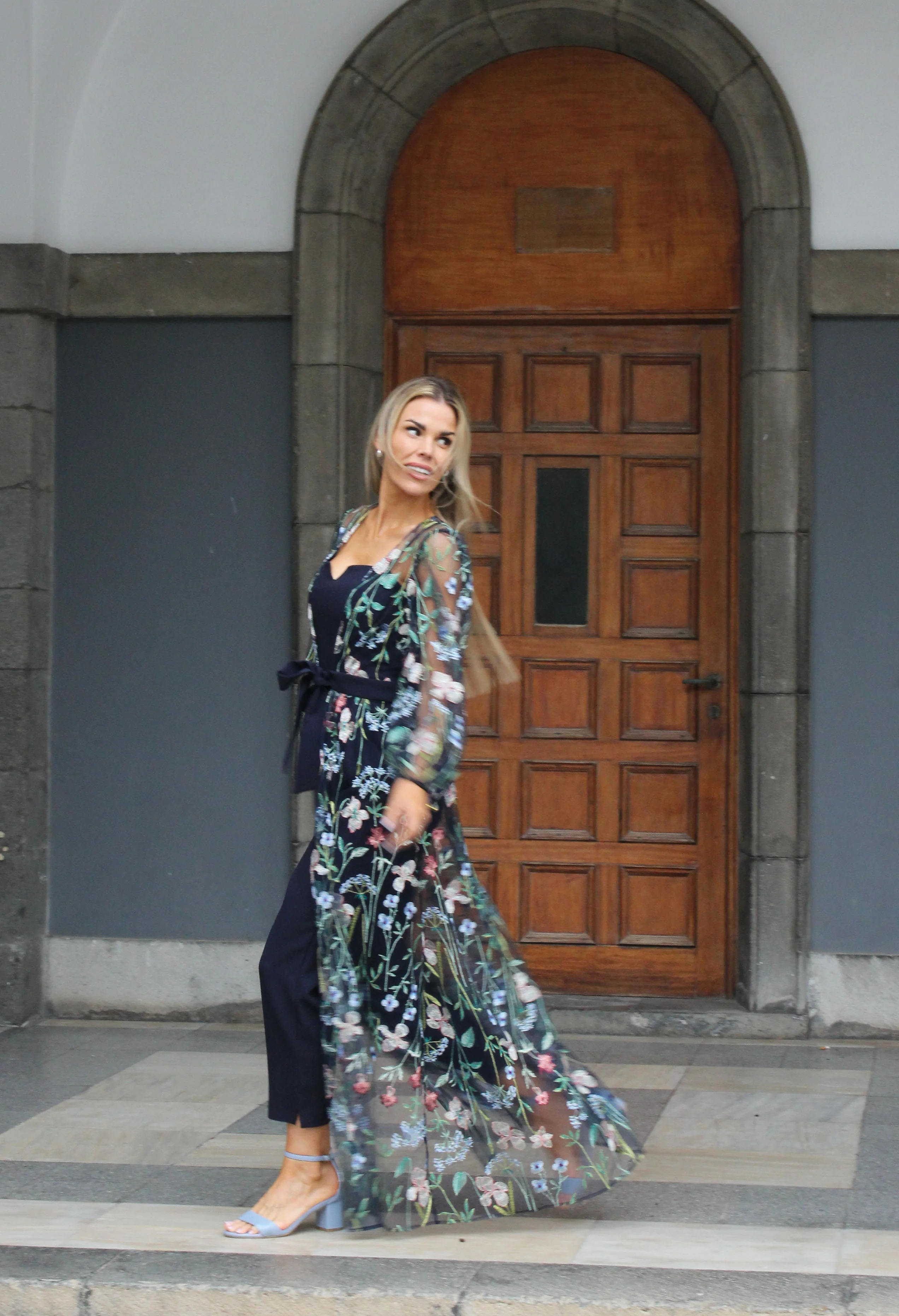 Floral Embroidered Overlay Jumpsuit