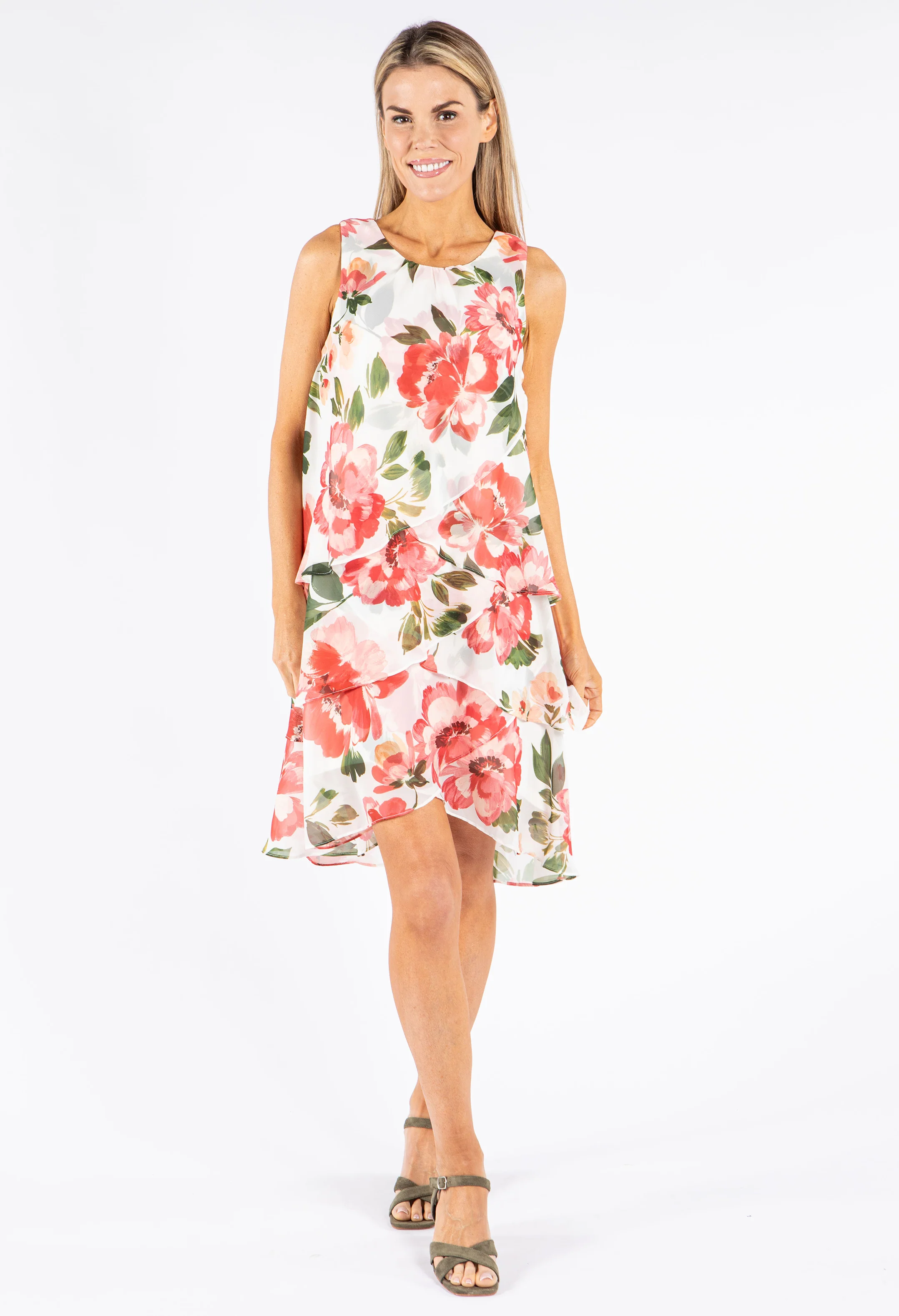Sleeveless Tiered Floral Dress