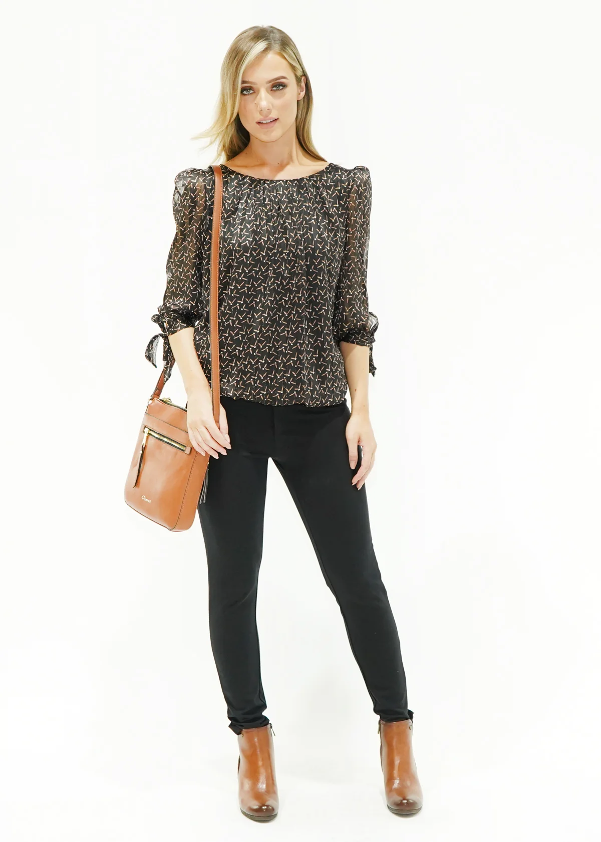 Black Brown Abstract Top