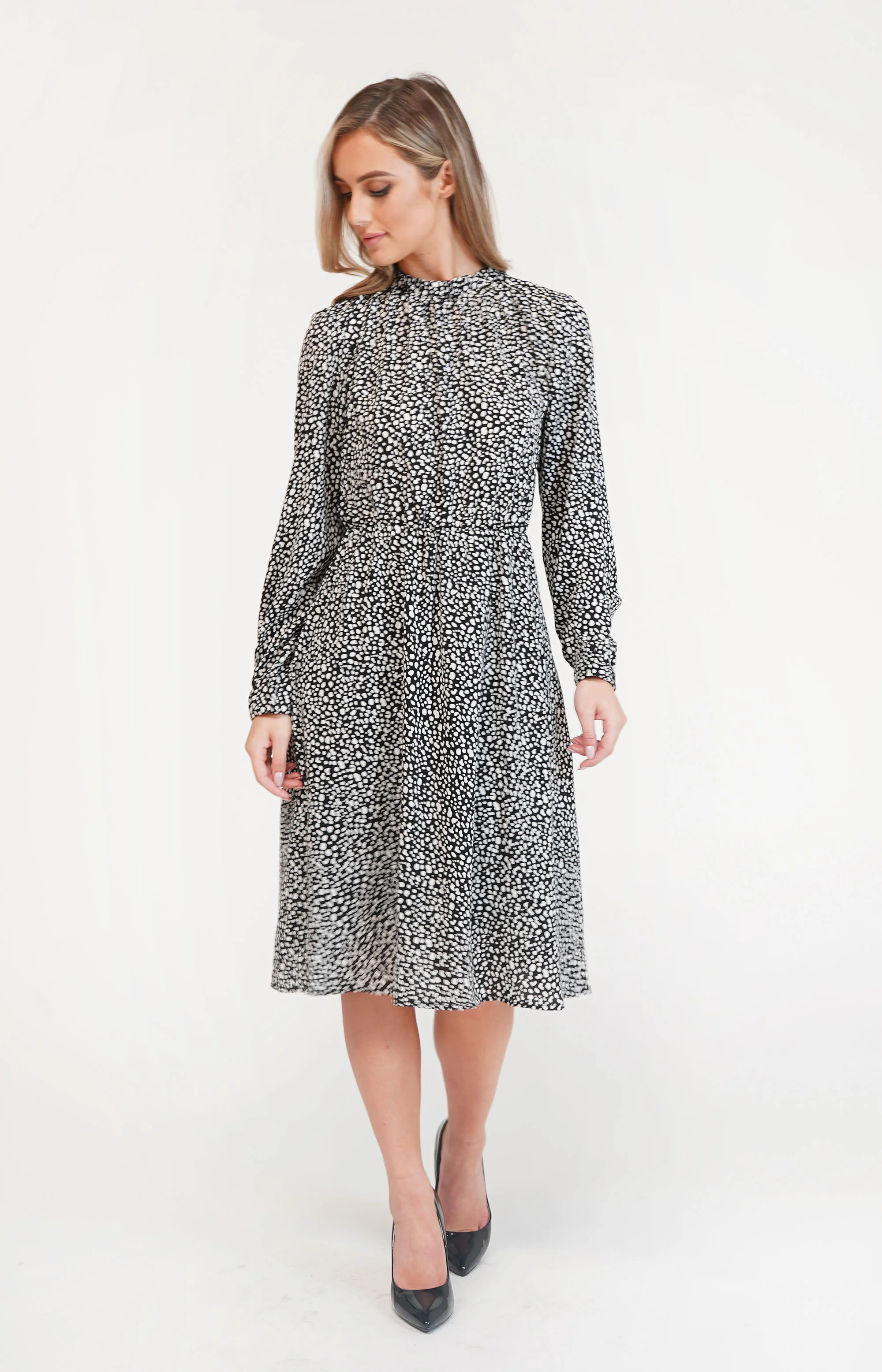 Pamela Scott Printed Gathered Waist Dress-2