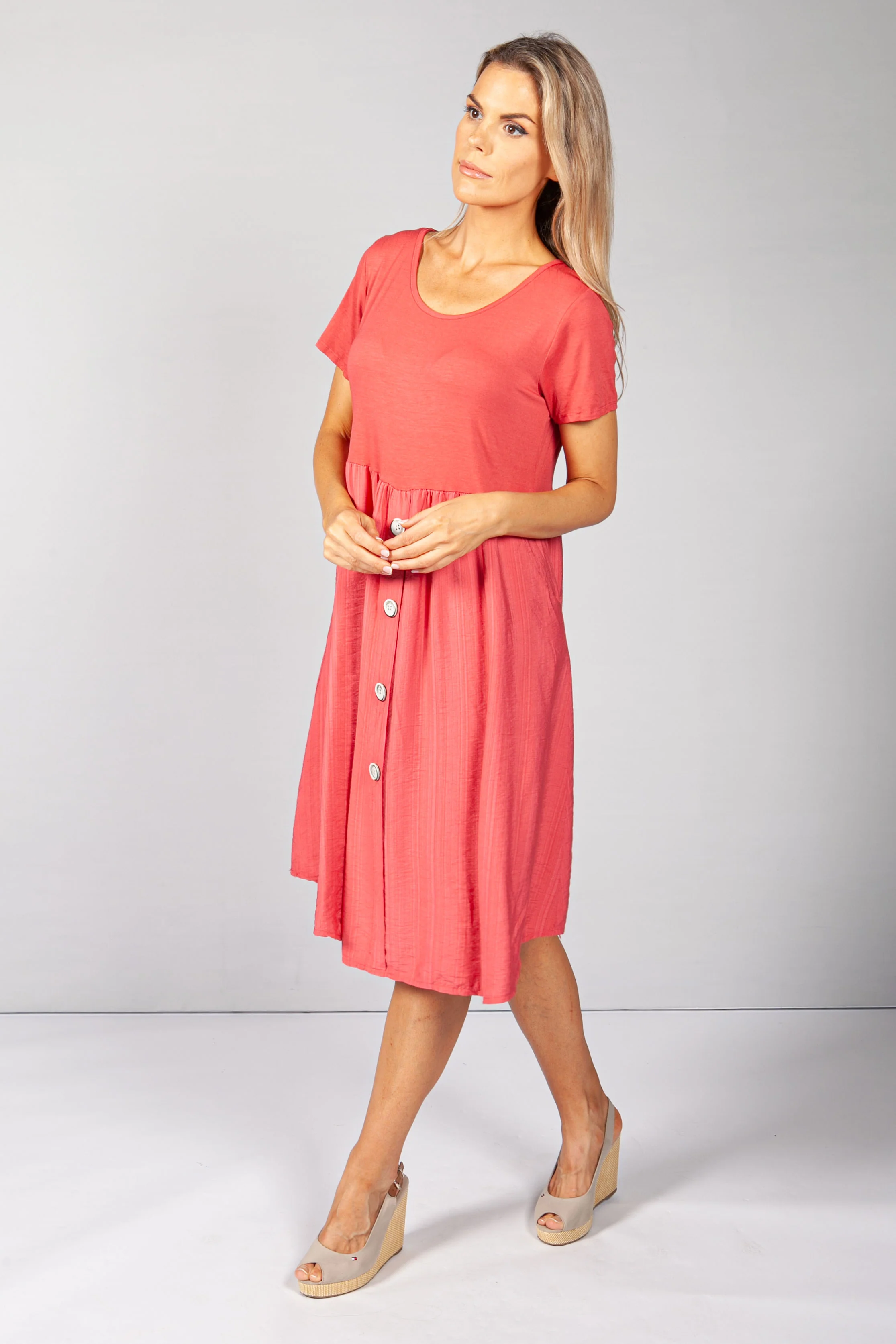 Red Button Dress