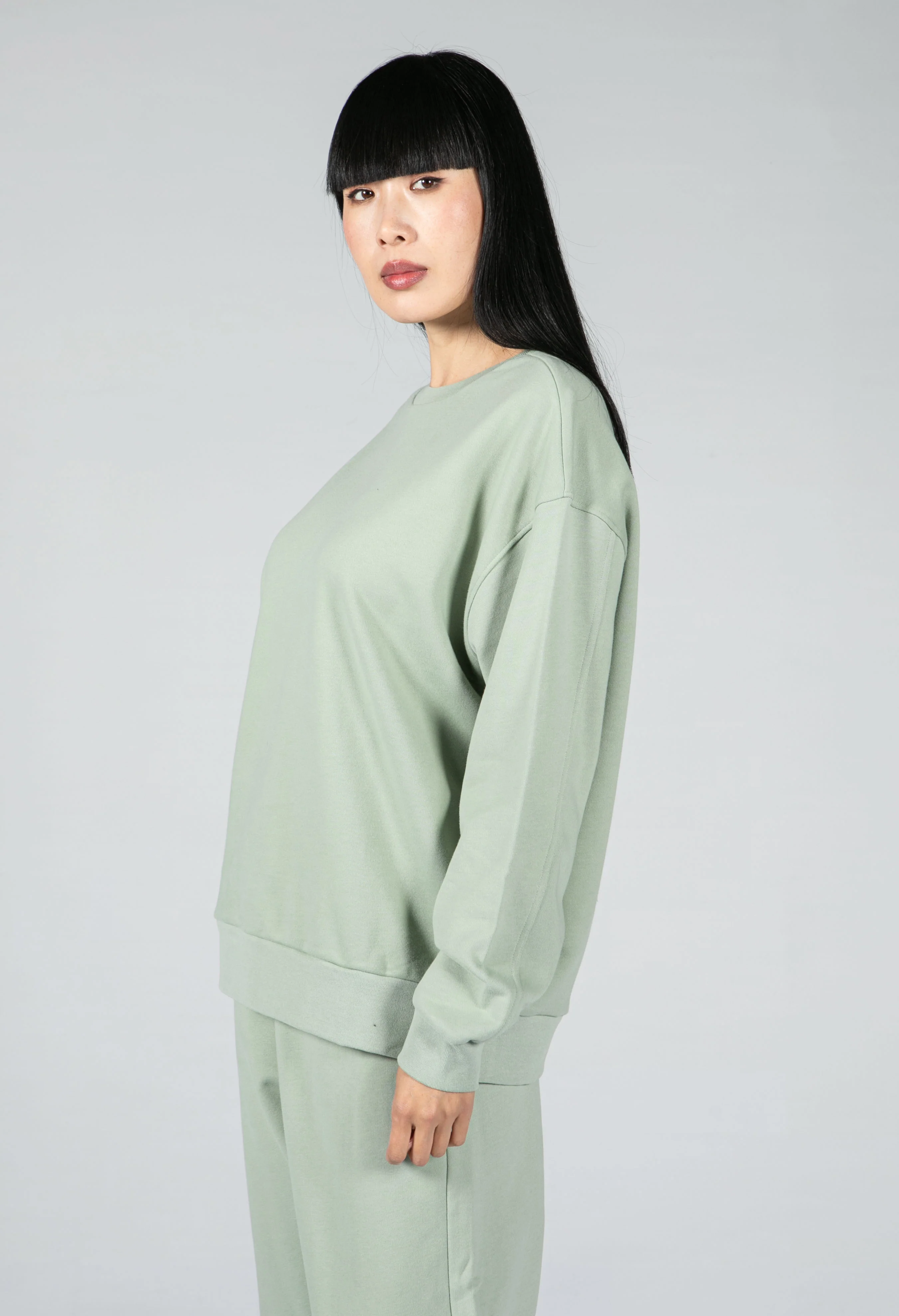 ORGANIC COTTON SWEATSHIRT IN SAGE GREEN