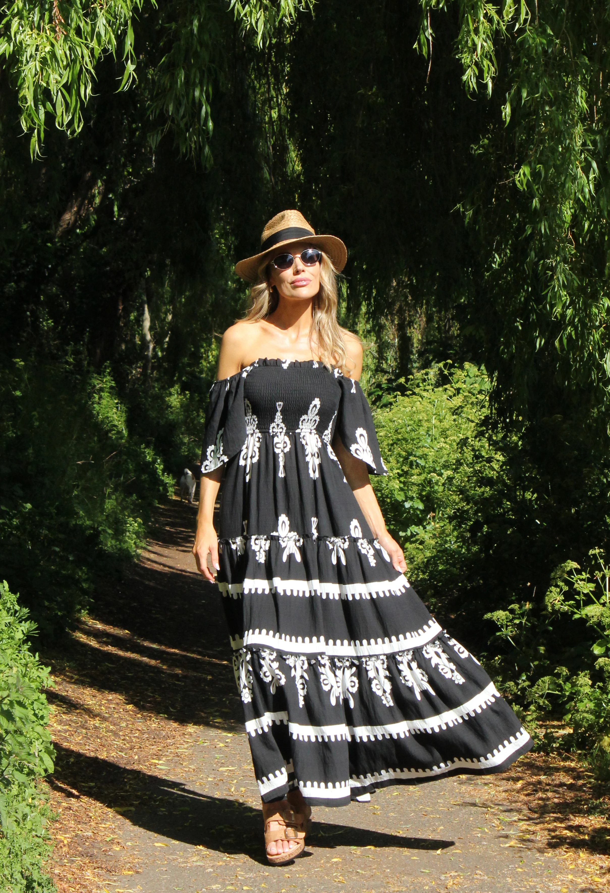 Smocking Bodice Floral Dress