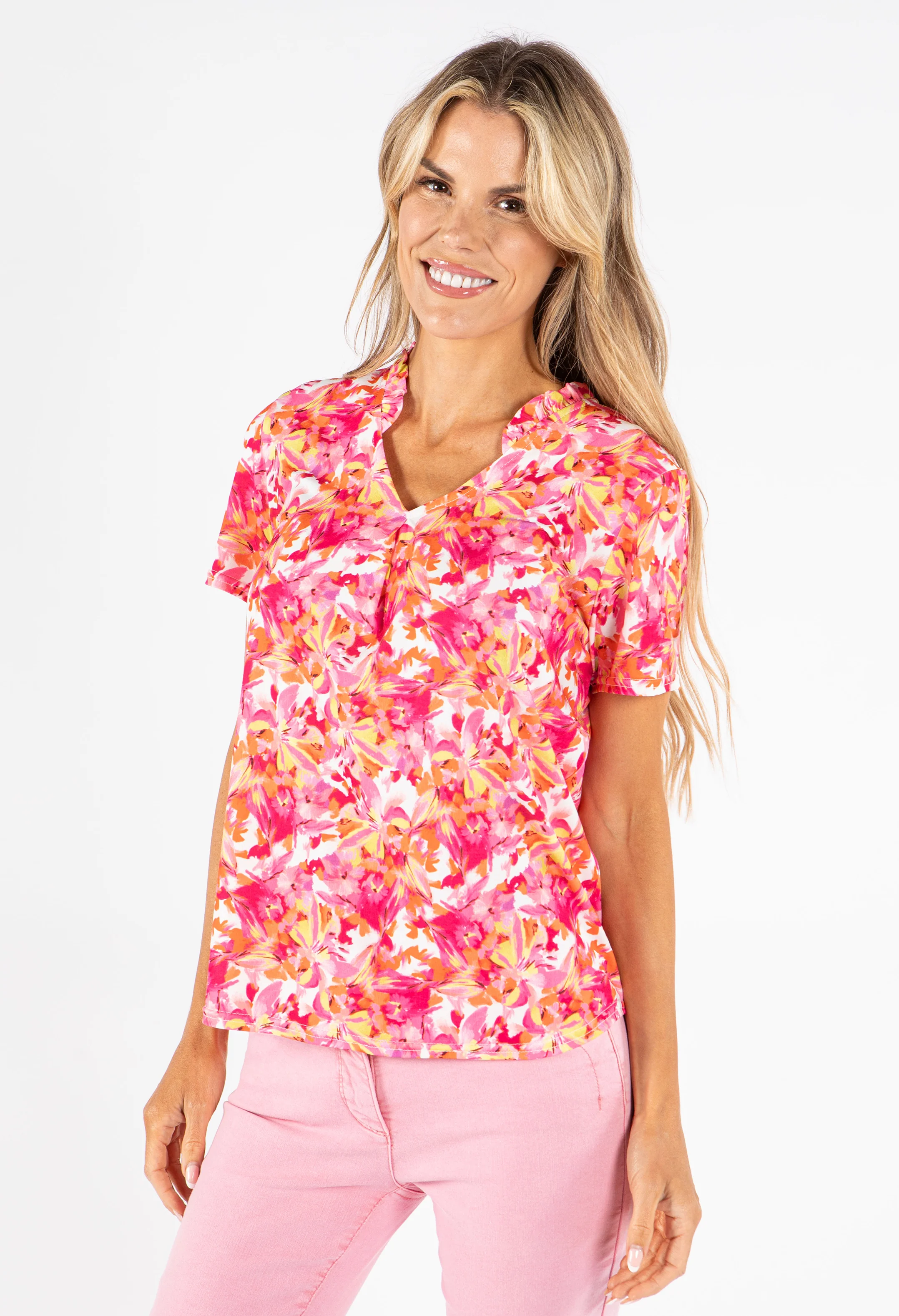 Floral Print V-Neck Top