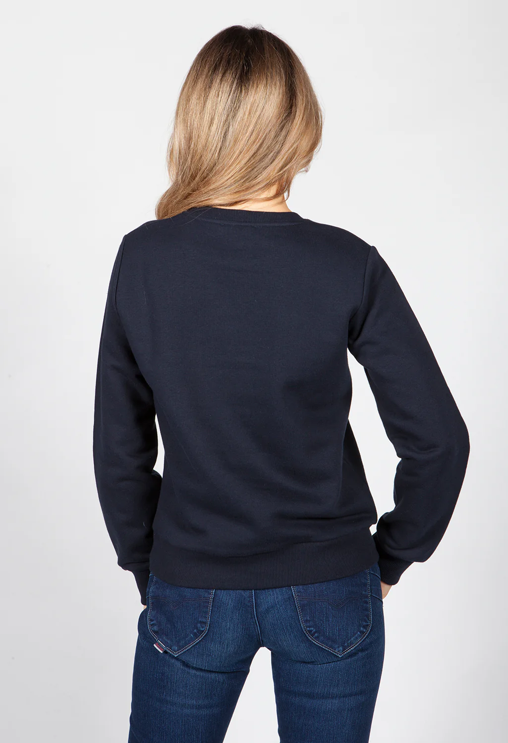 Navy Polo Check Print Sweatshirt