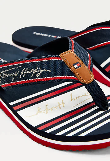 Signature Logo Flip Flops in Navy