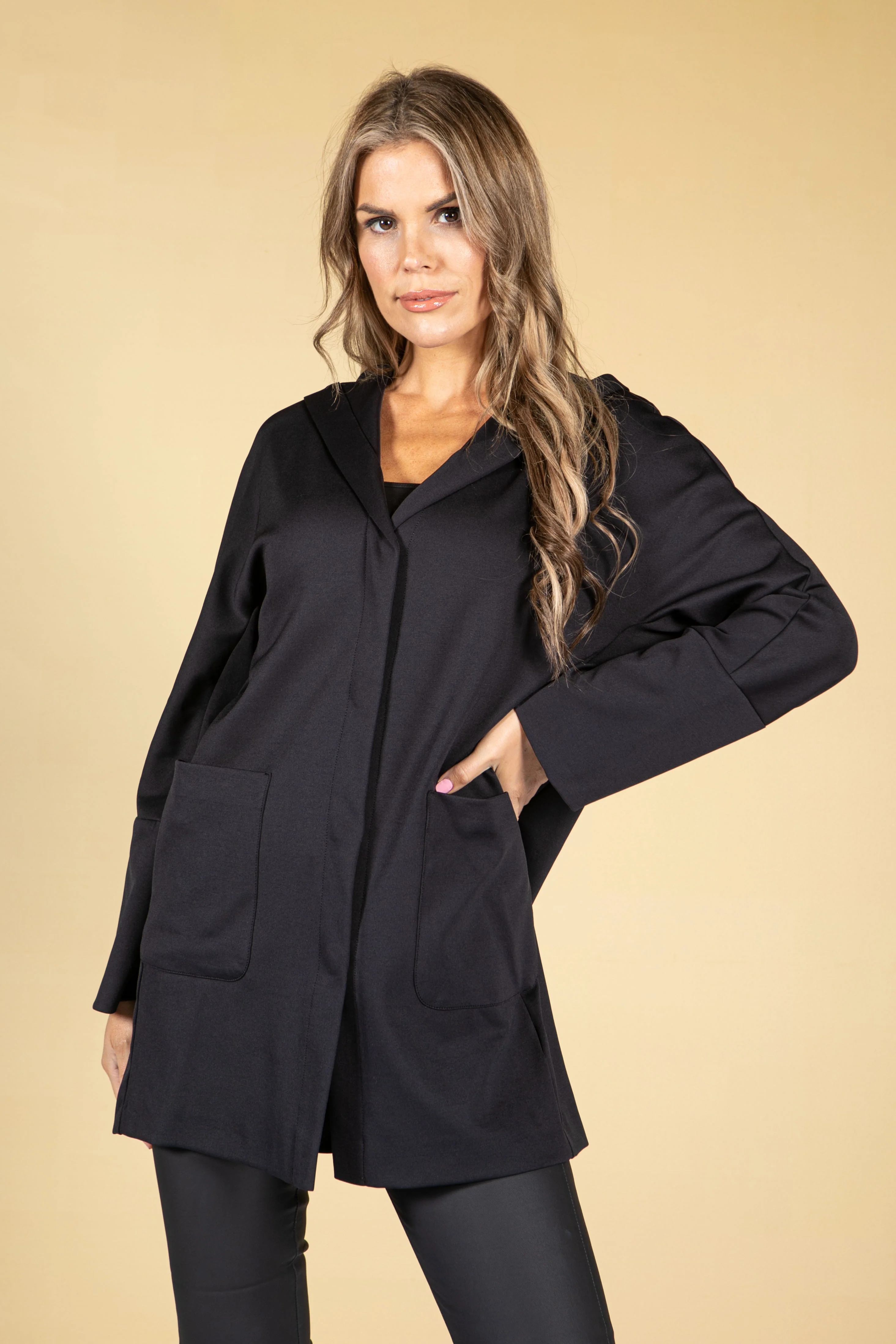 Hooded Button Front Jacket in Navy