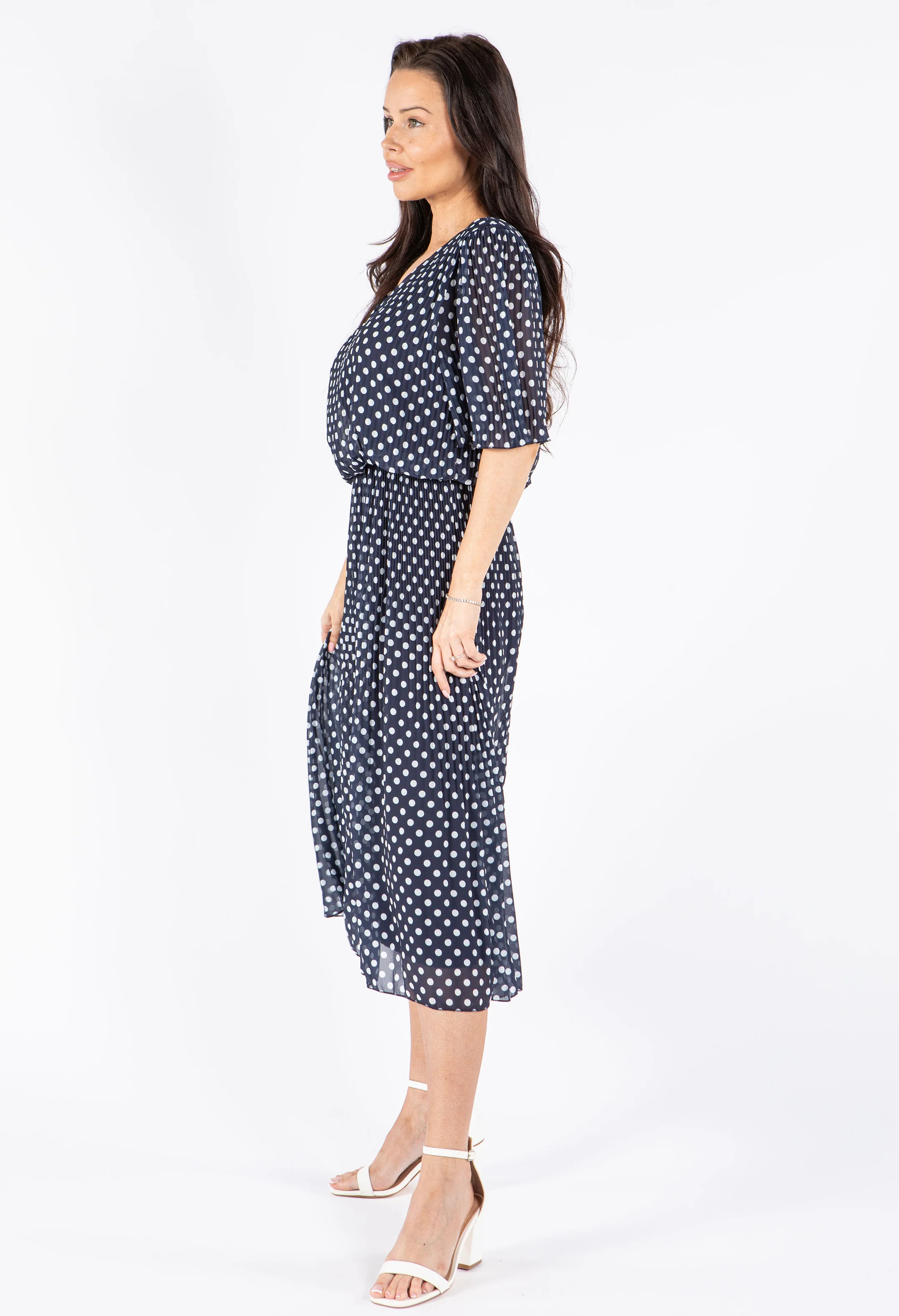 Plisse Pleat Polka Dot Dress