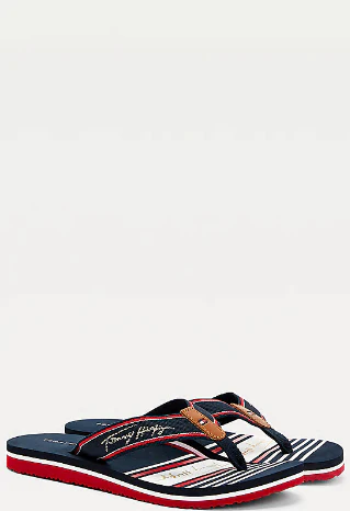 Signature Logo Flip Flops in Navy