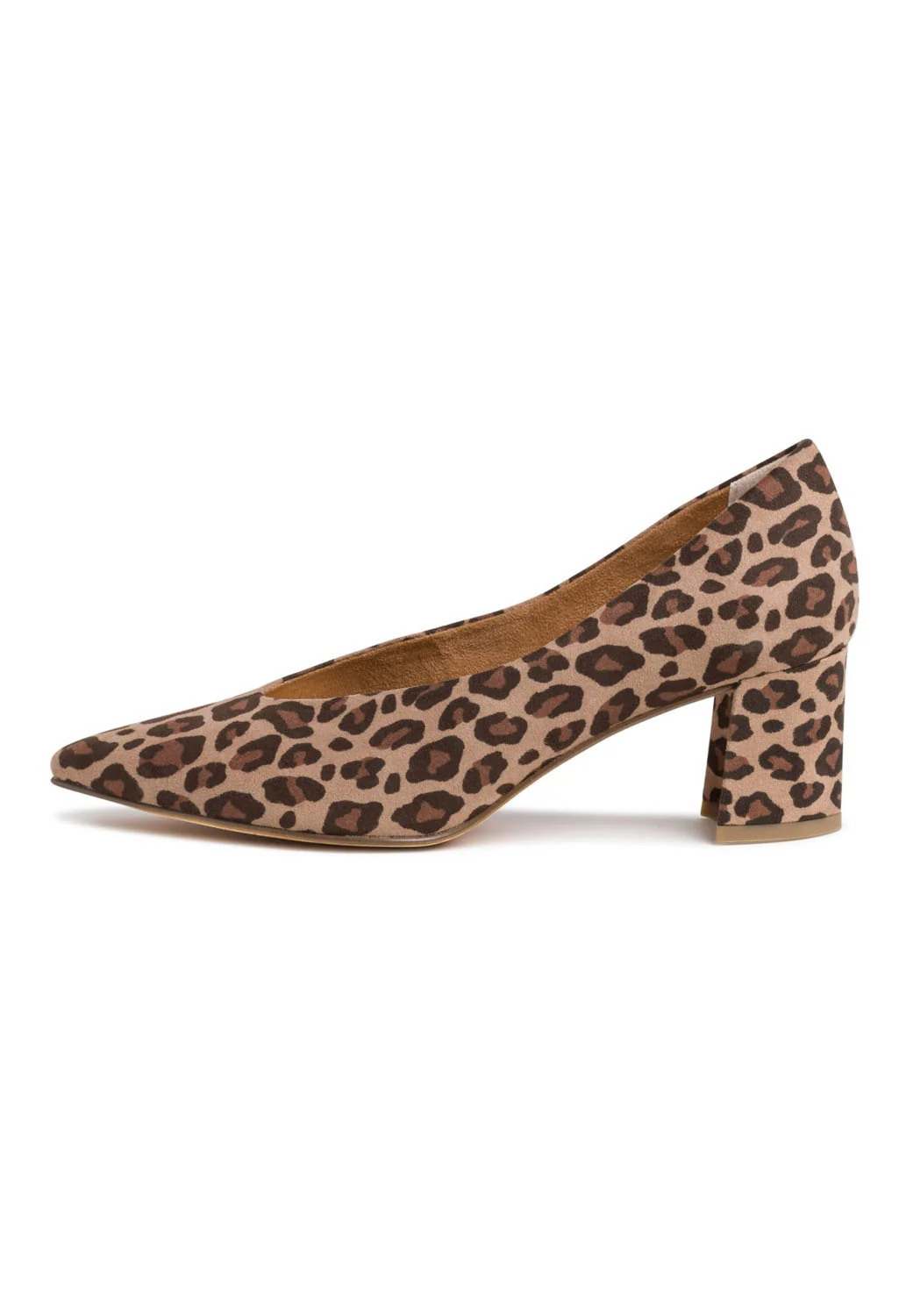 Low Heel Leopard Print Micro Fibre Court Shoe