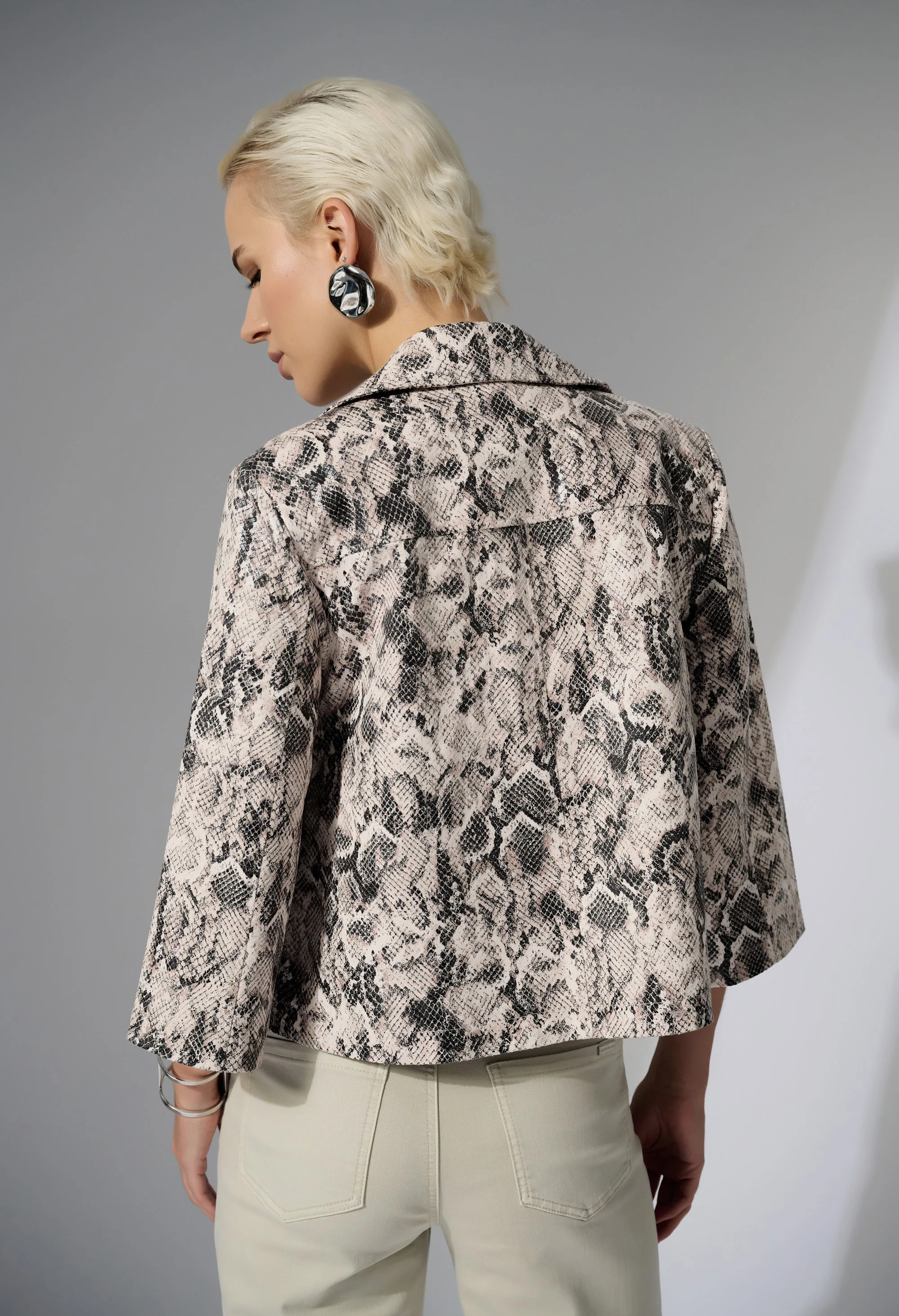 Snakeskin Zipper Biker Jacket