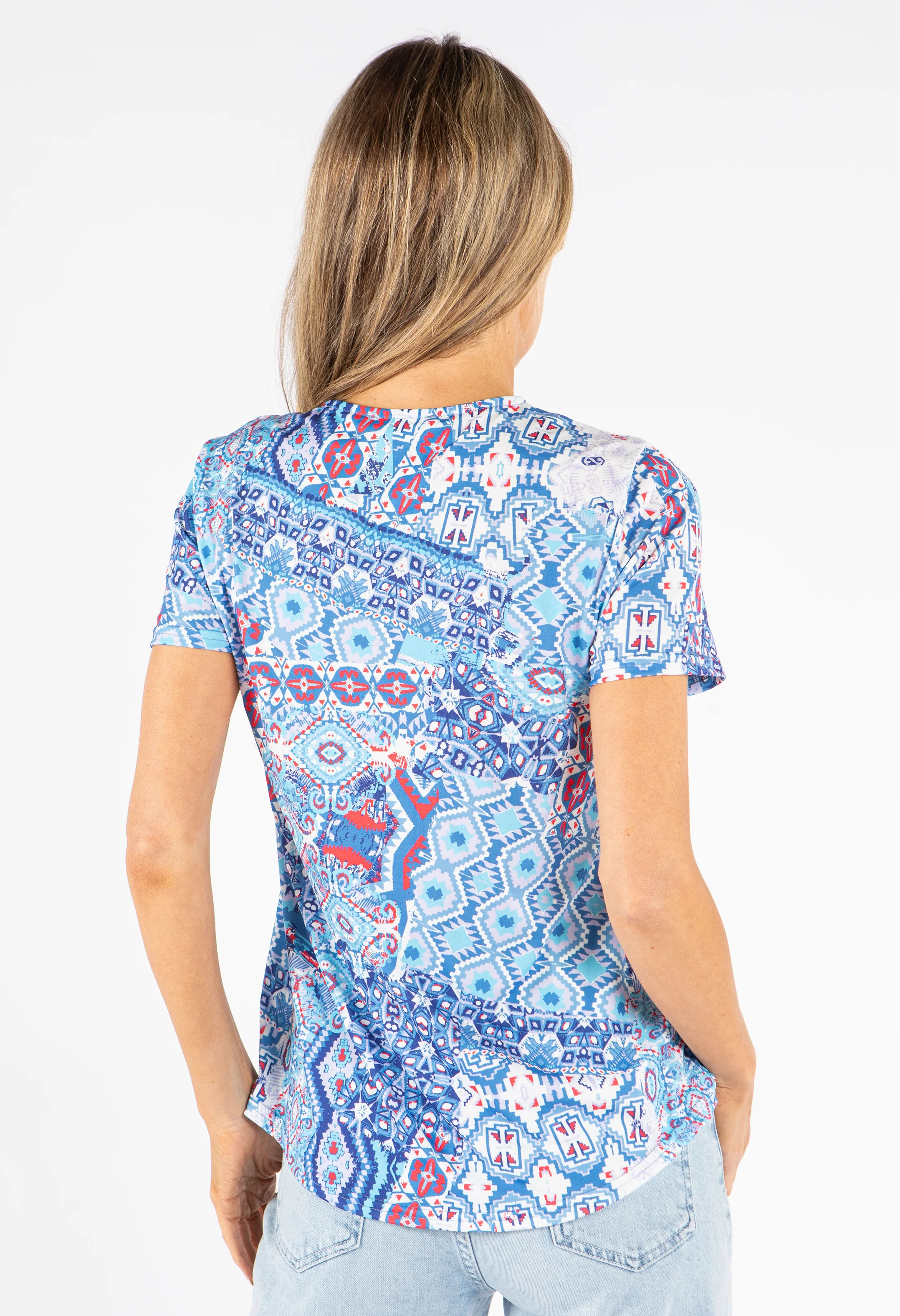Printed Tie Front Top