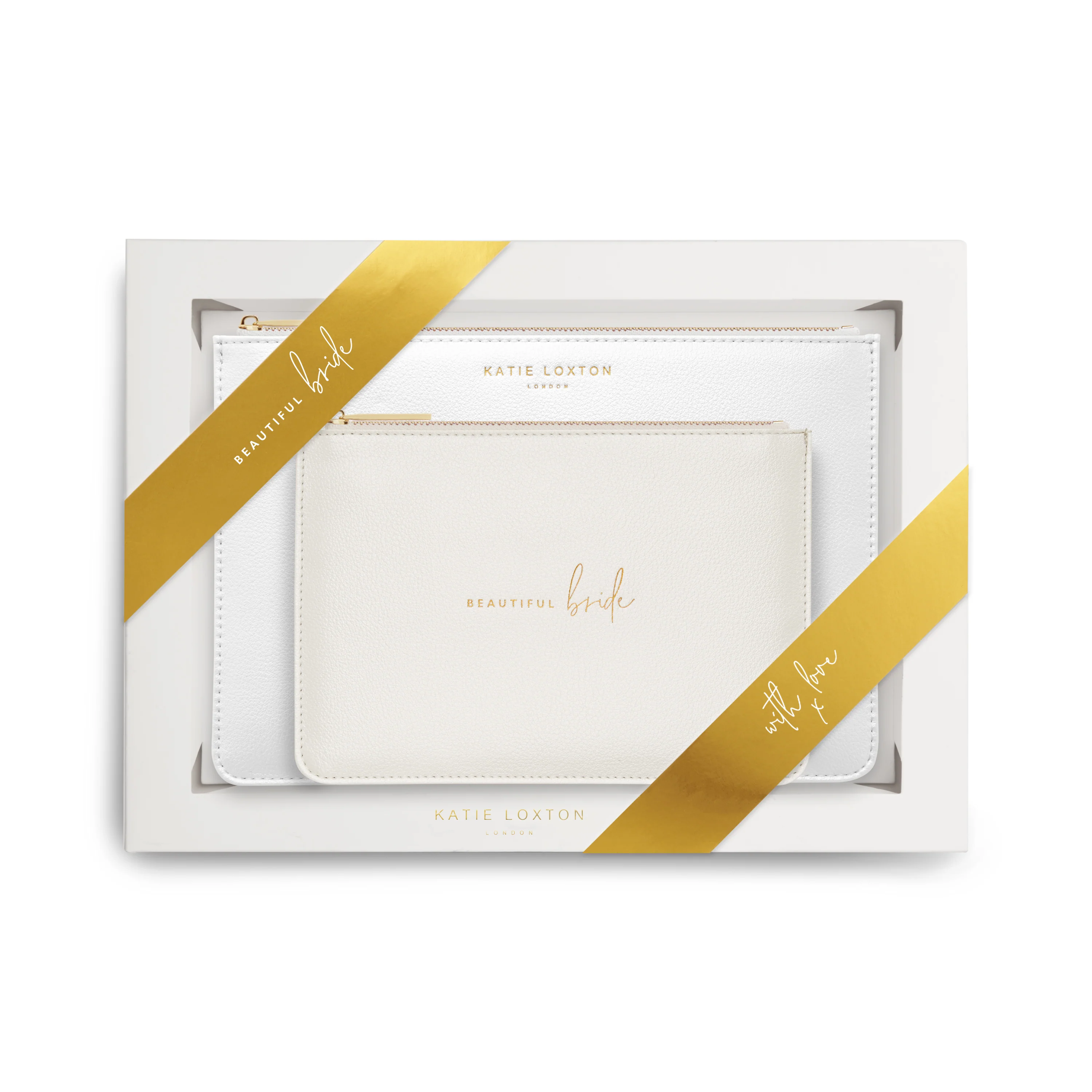 BRIDAL PERFECT POUCH GIFT SET | BEAUTIFUL BRIDE | METALLIC WHITE