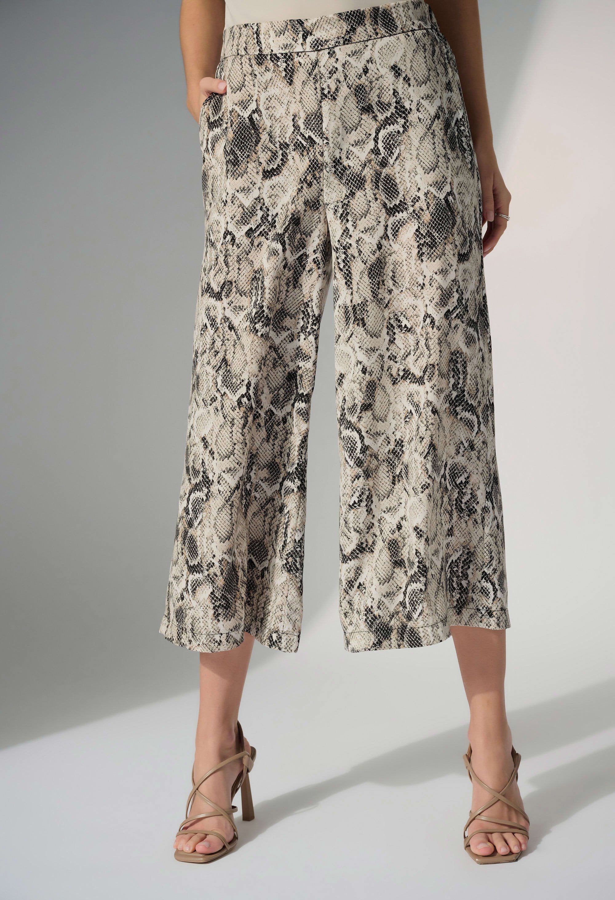 Cropped Snake Print Trousers