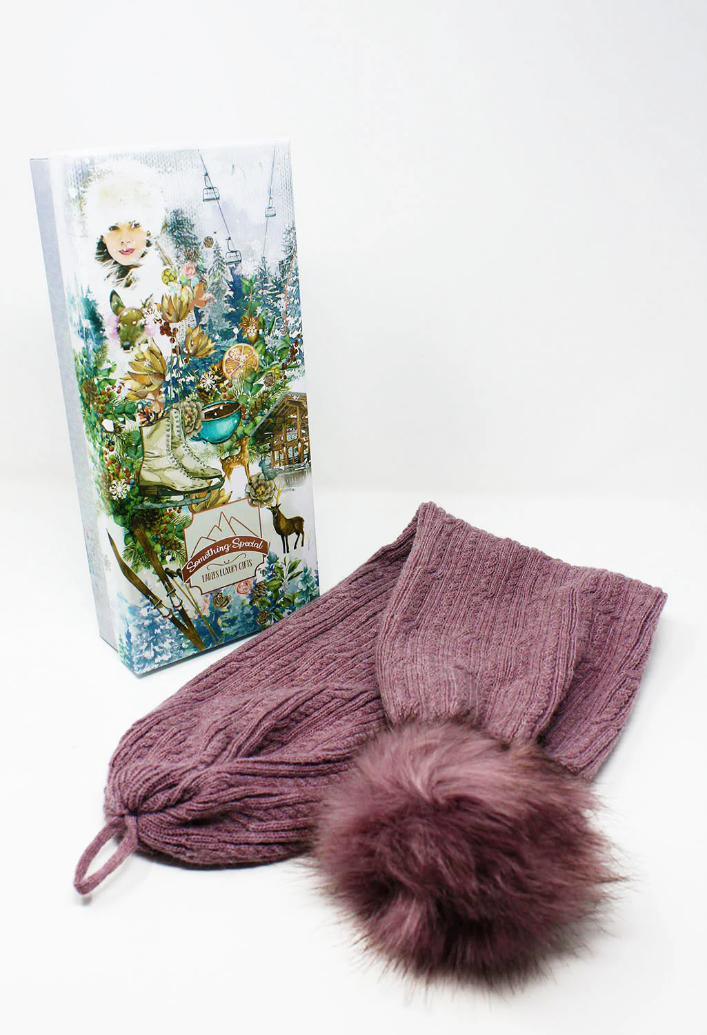 Mauve 2 Way Knit Scarf-Hat