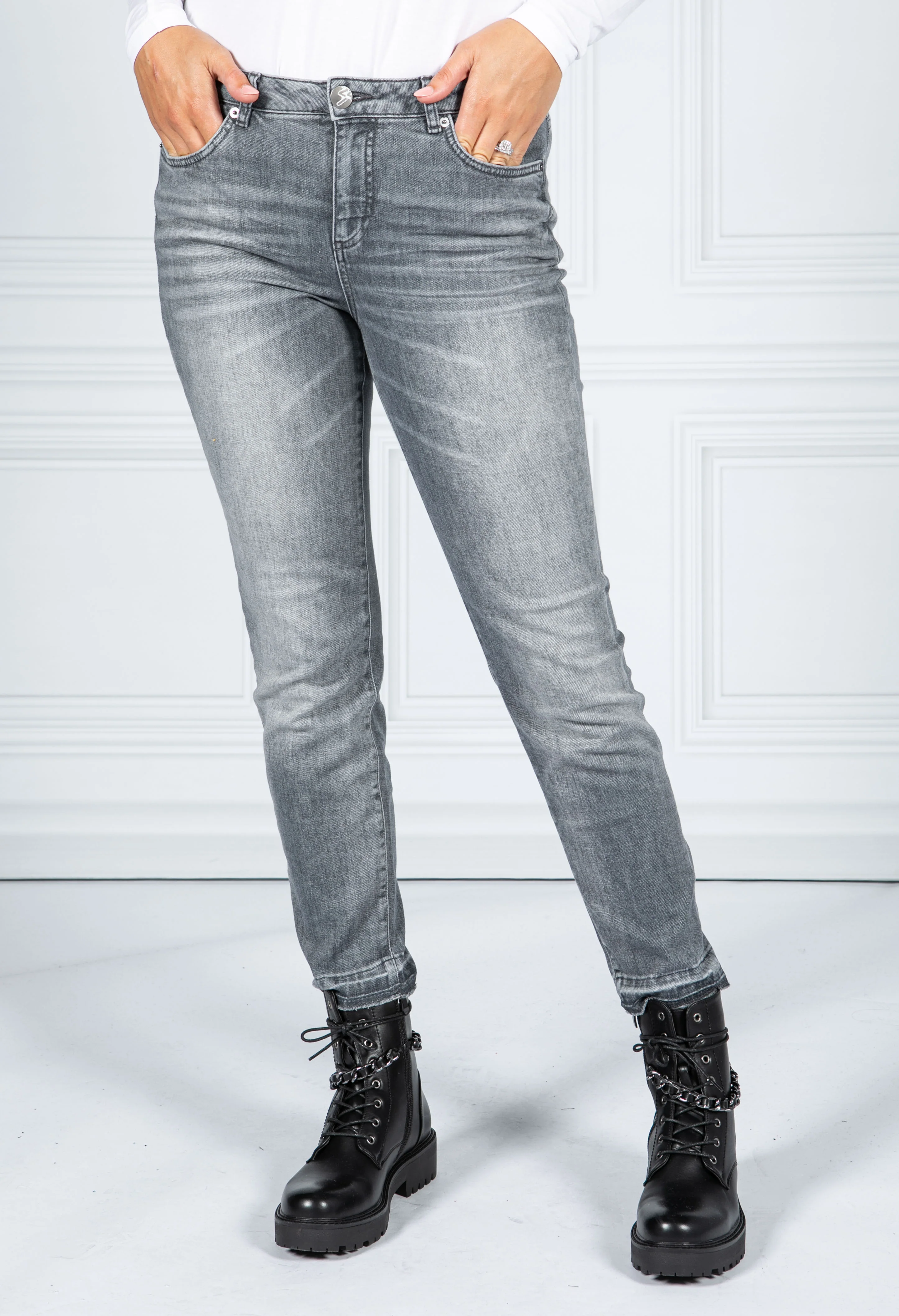 Evita tinted grey slim jeans