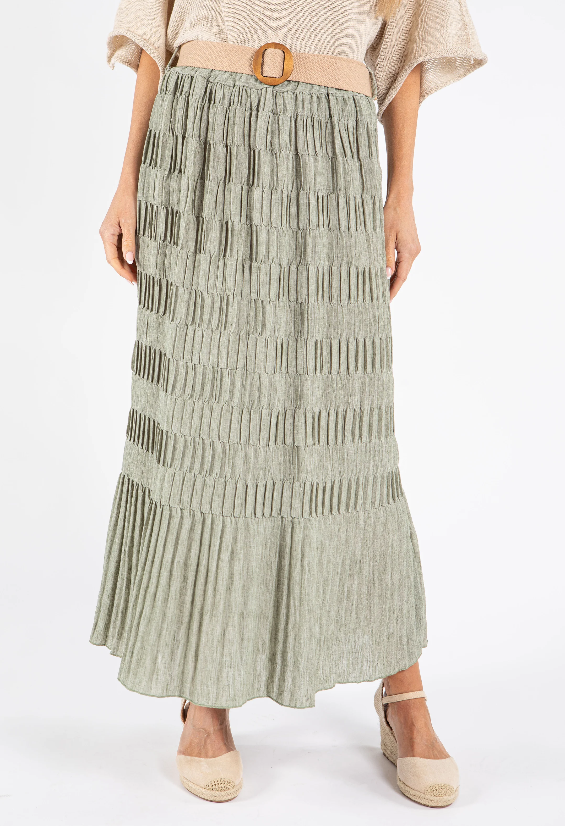Crinkle Belted Skirt