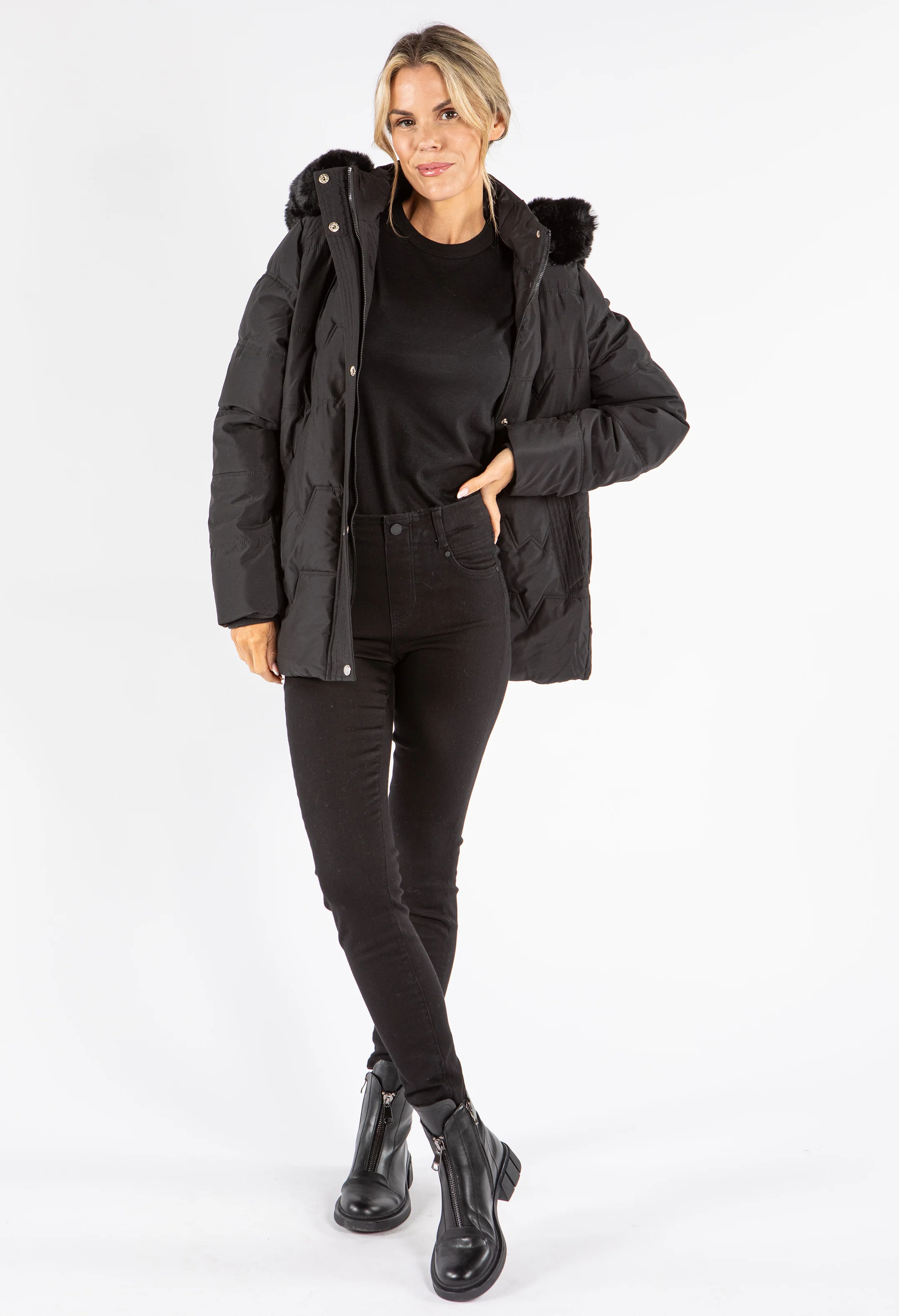 Fur Lined Hooded Coat