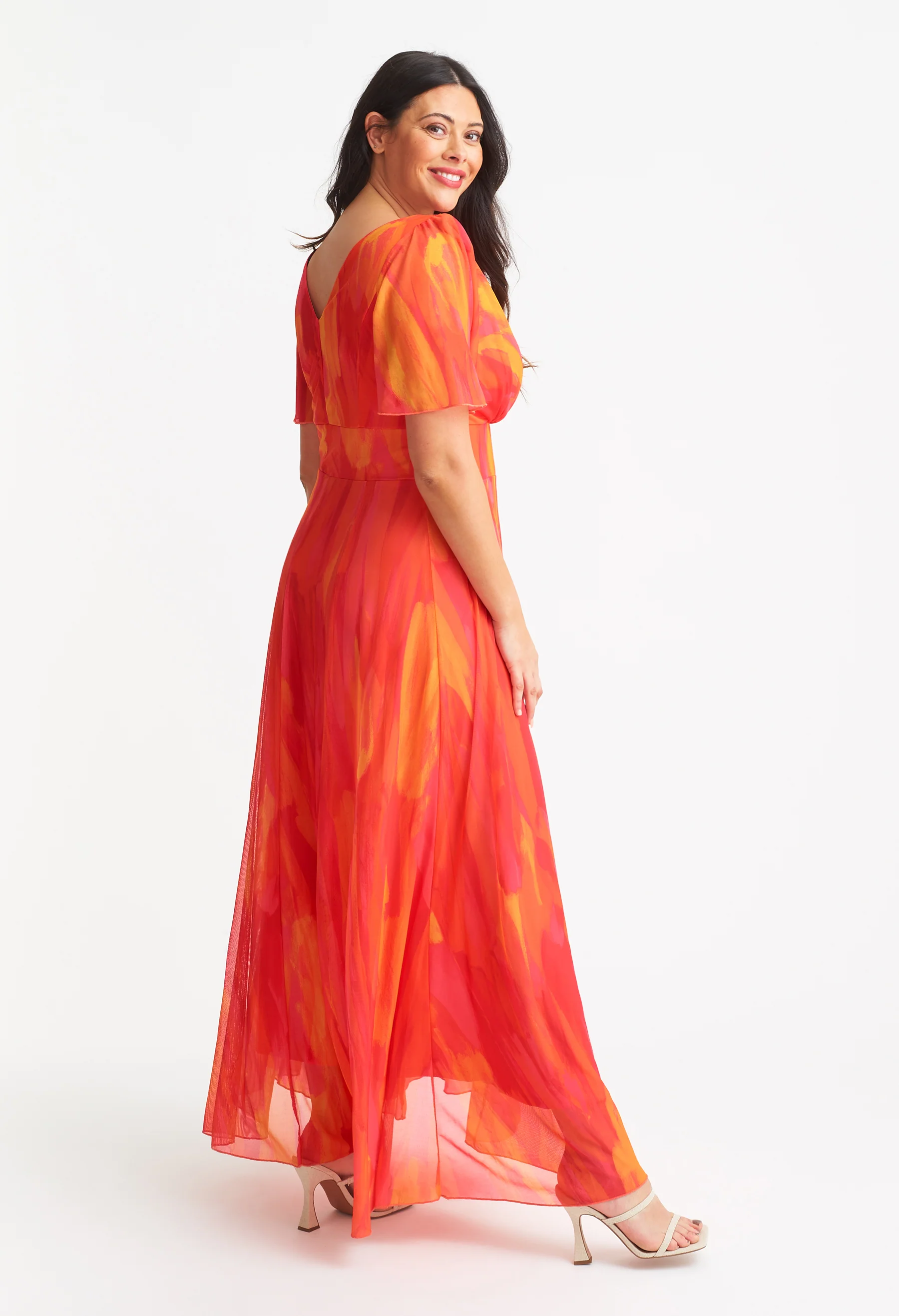 Isabelle Curve+ Angel Sleeve Maxi Dress