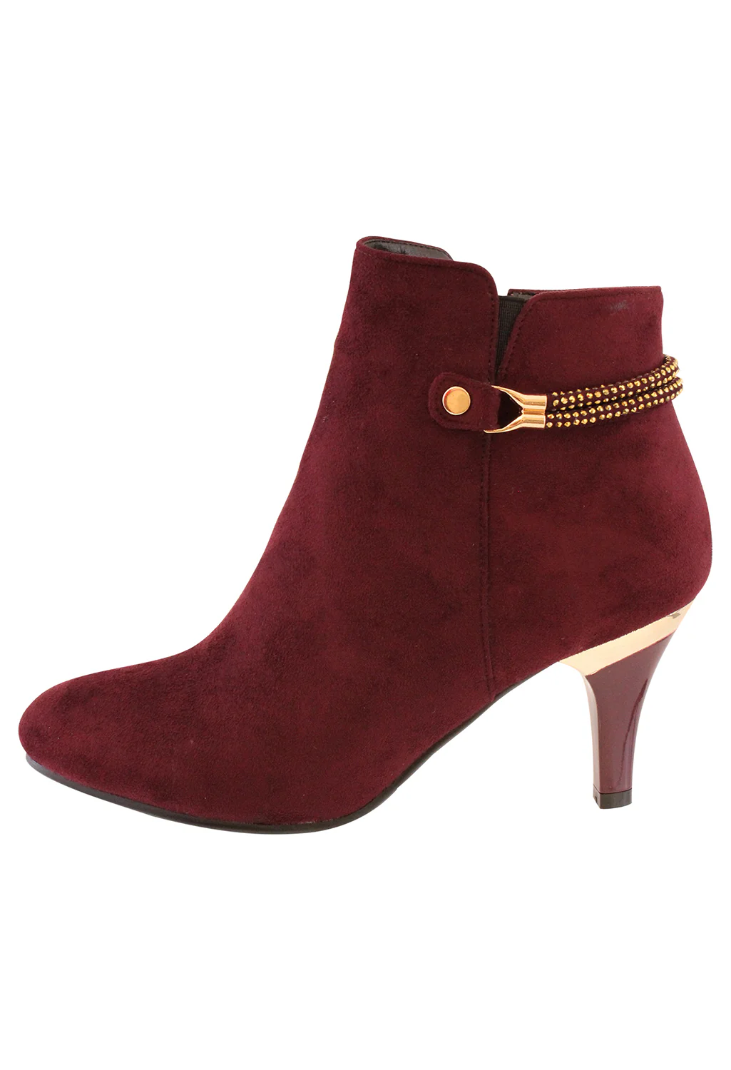 Burgundy Microfibre Plain Front Elegant Boot