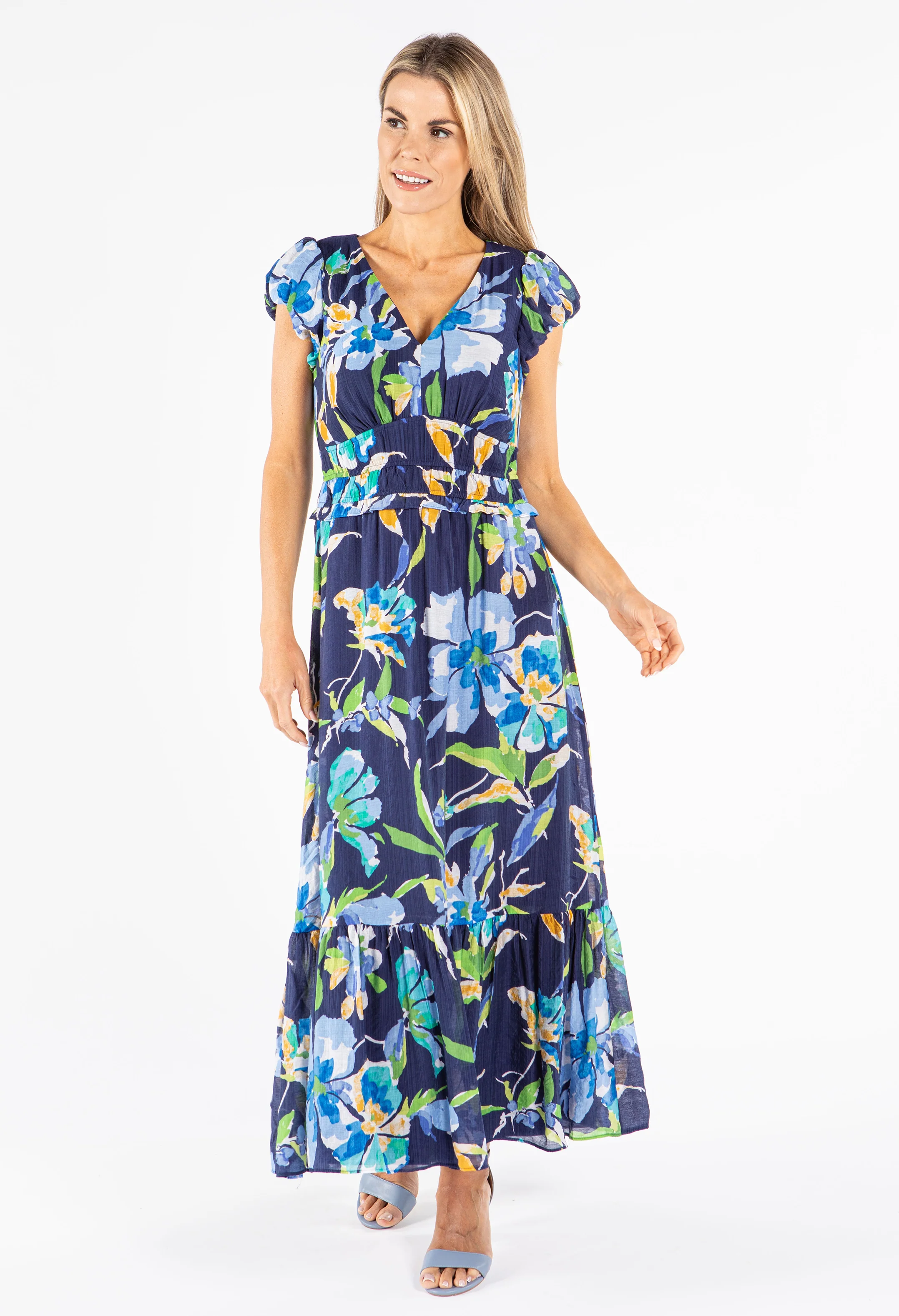 V-Neck Floral Print Dress