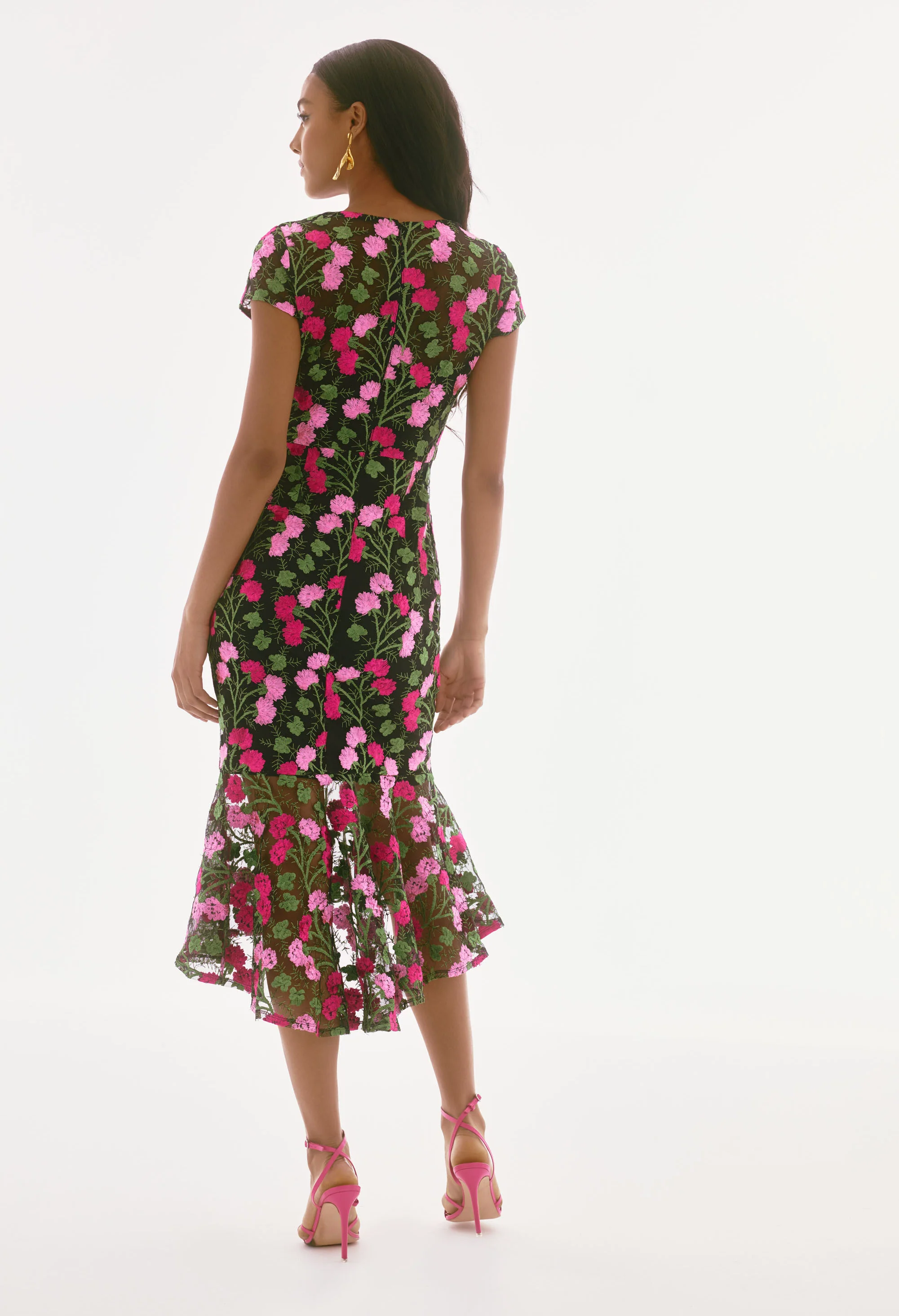Floral V-neck Midi Dress