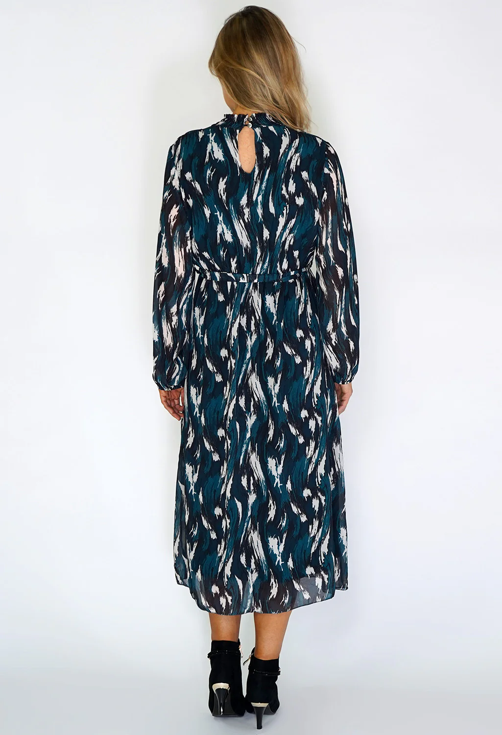 Zapara Petrol Flowing Midi Dress