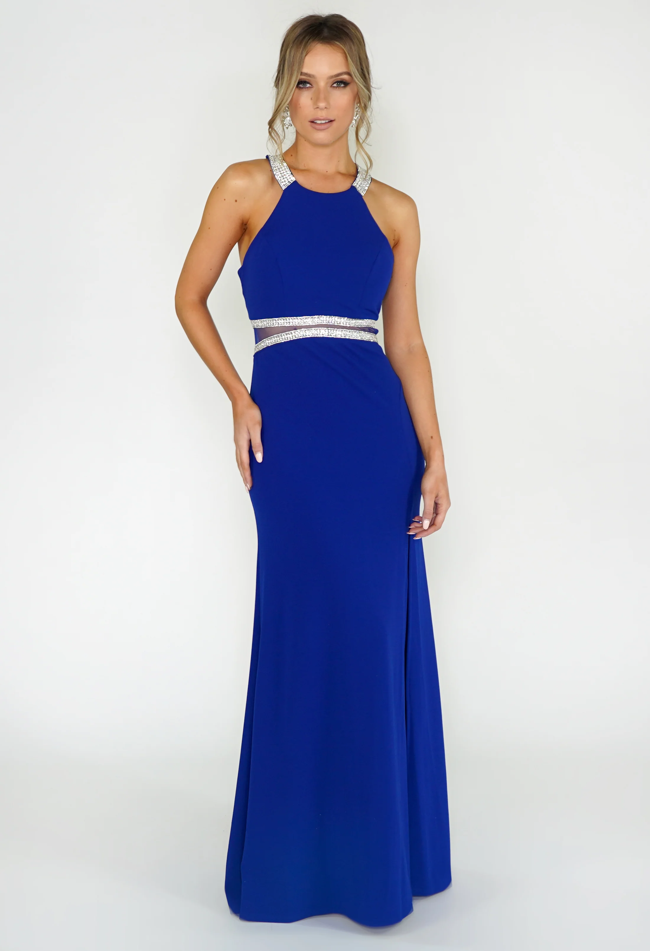 ROYAL BLUE DRESS WITH DIAMONTE DETAIL