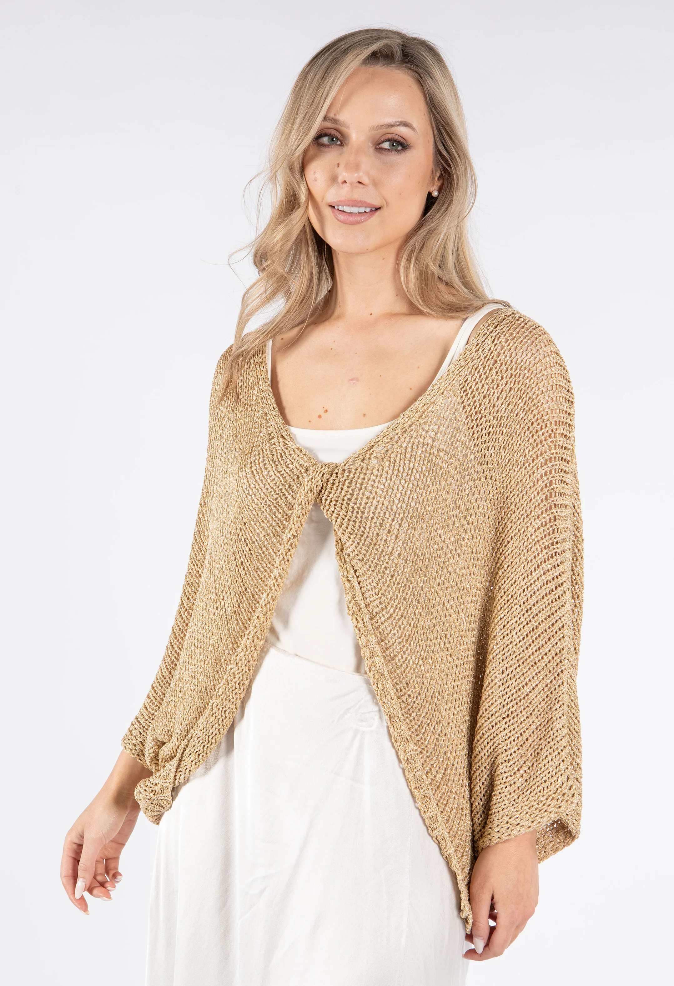 Front Knot Lurex Knit Jumper