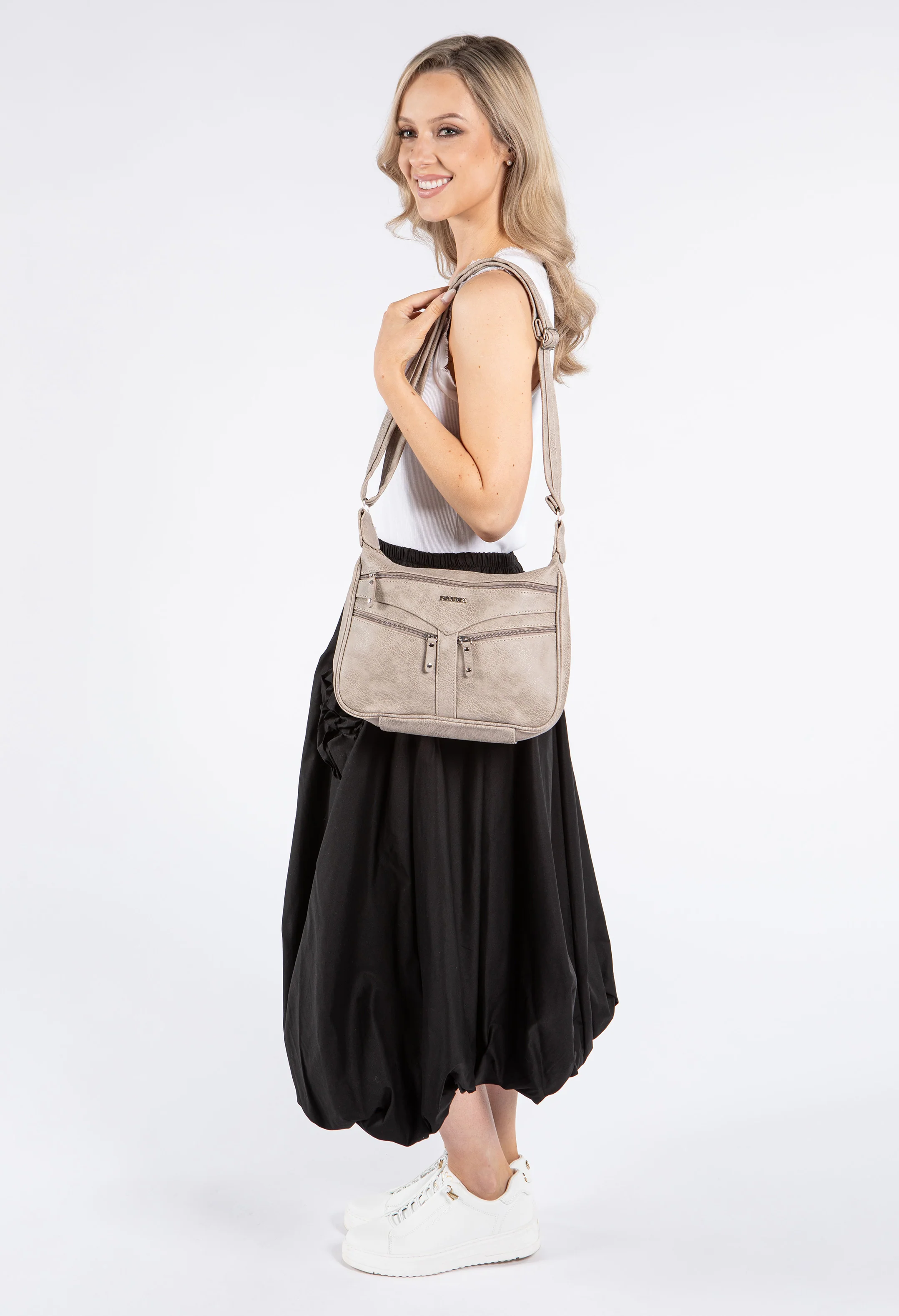 Faux Leather Multi Zip Cross Body Bag