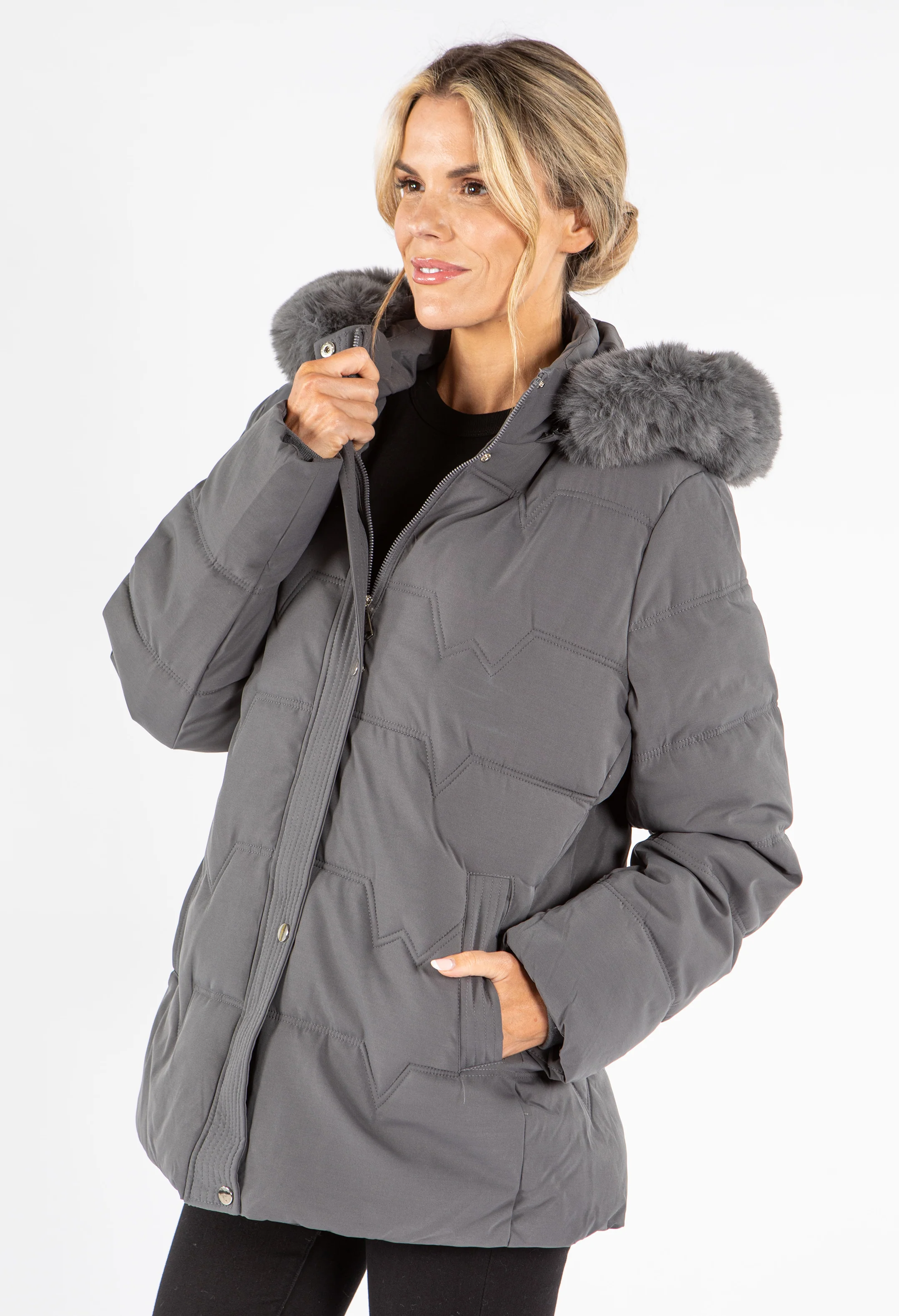 Fur Lined Hooded Coat