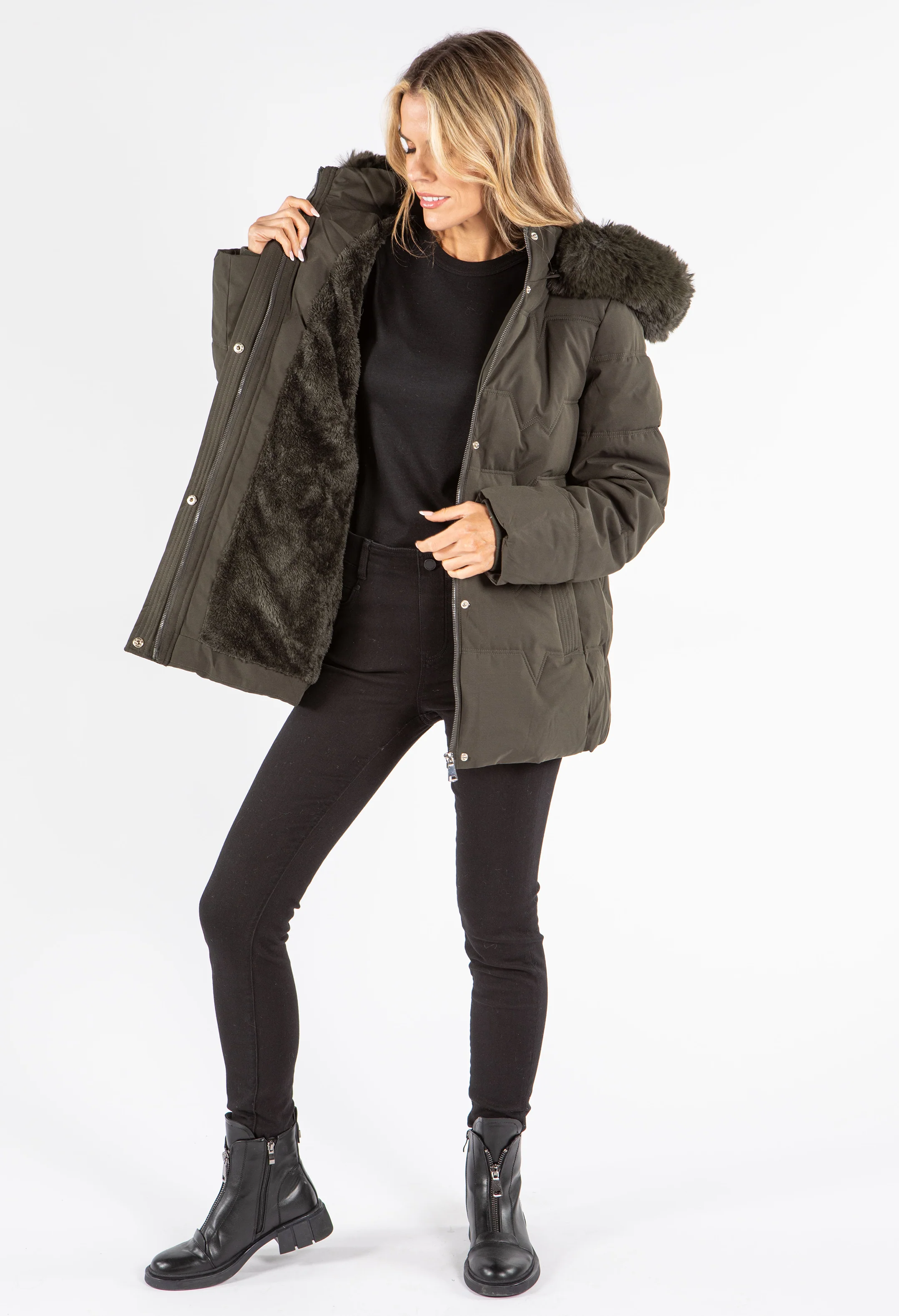 Fur Lined Hooded Coat