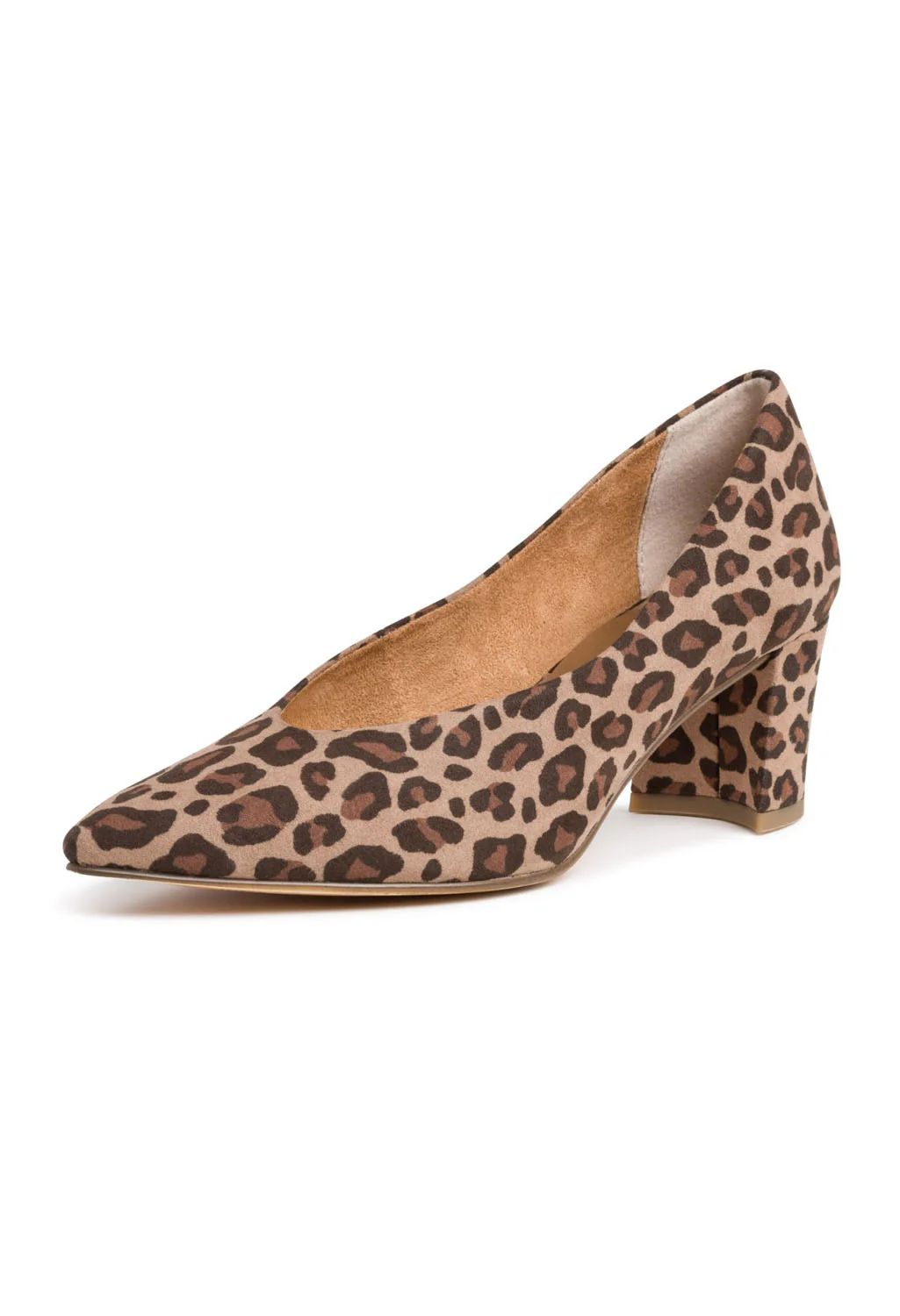 Low Heel Leopard Print Micro Fibre Court Shoe