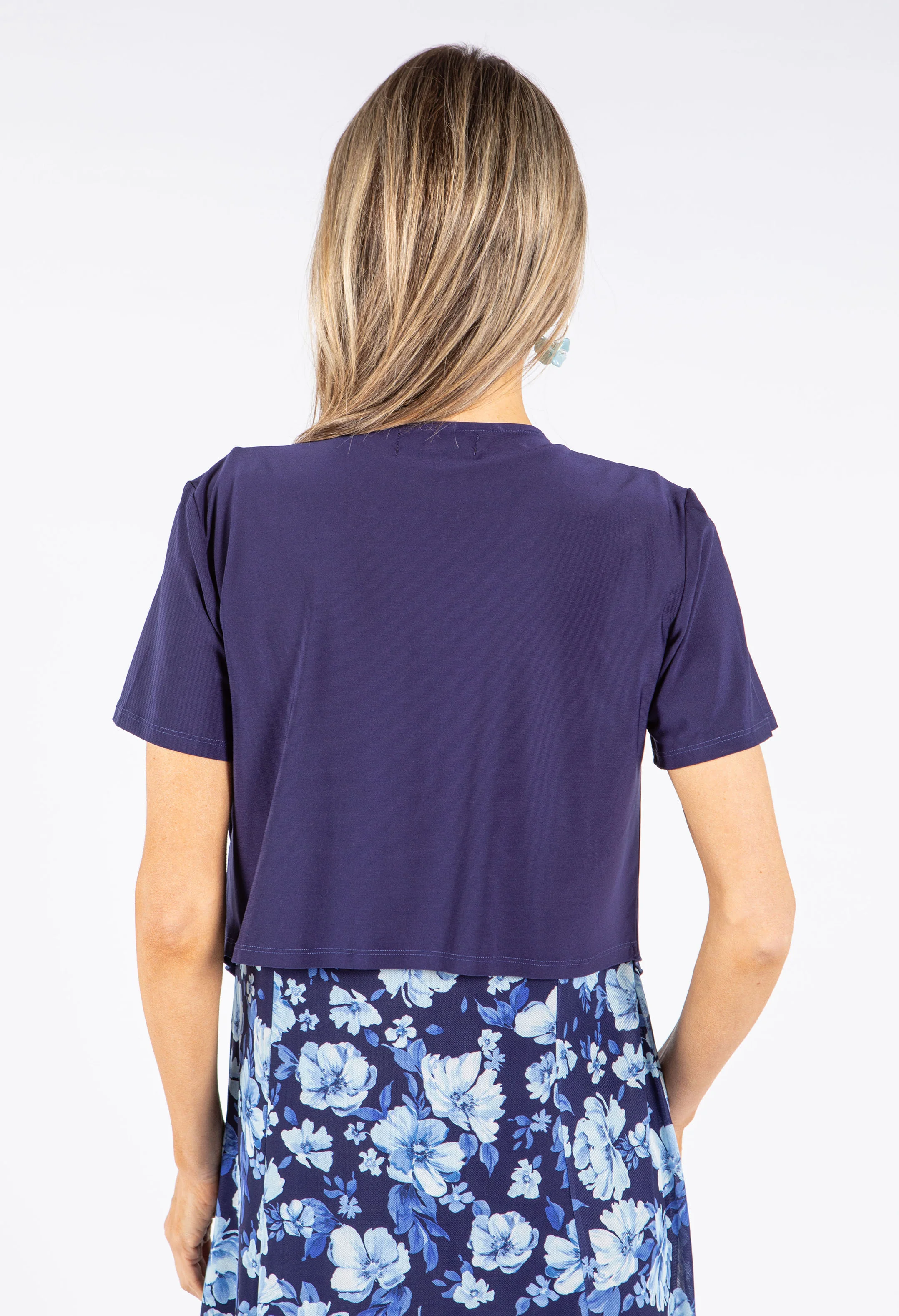 Floral Dress and Short Sleeve Shawl Two Piece