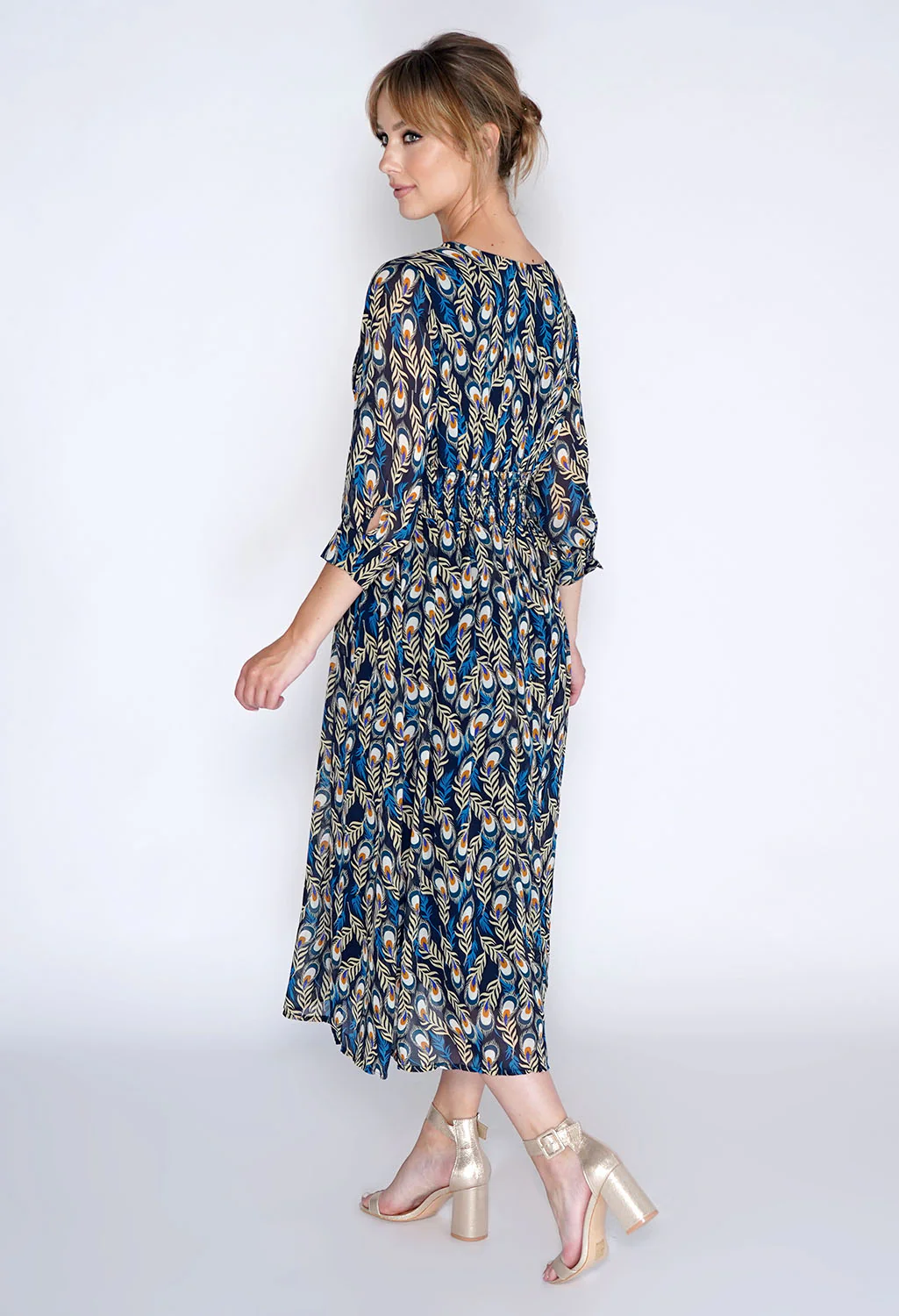 Peacock Print Dress-1