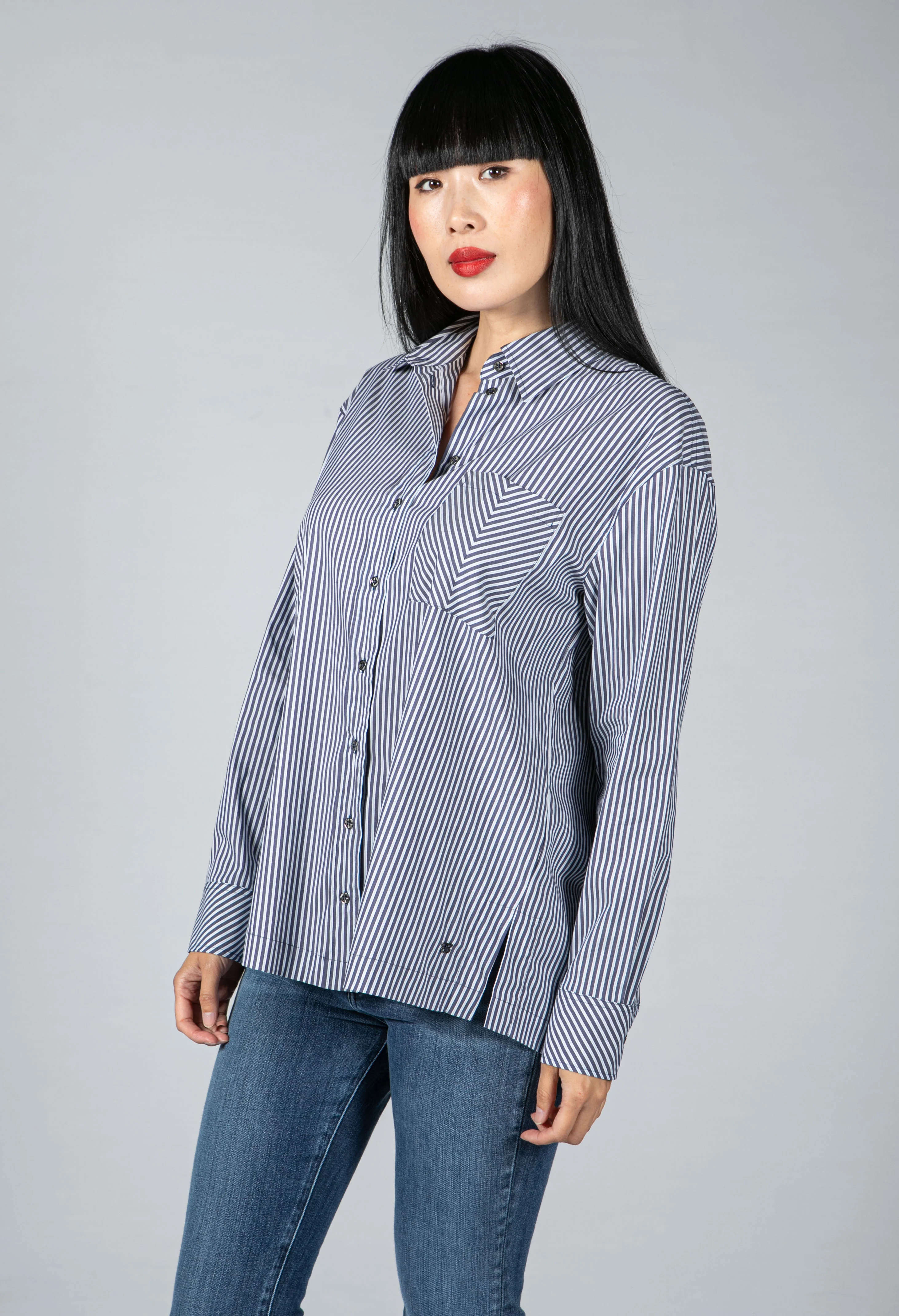 Striped Shirt in Blue & White