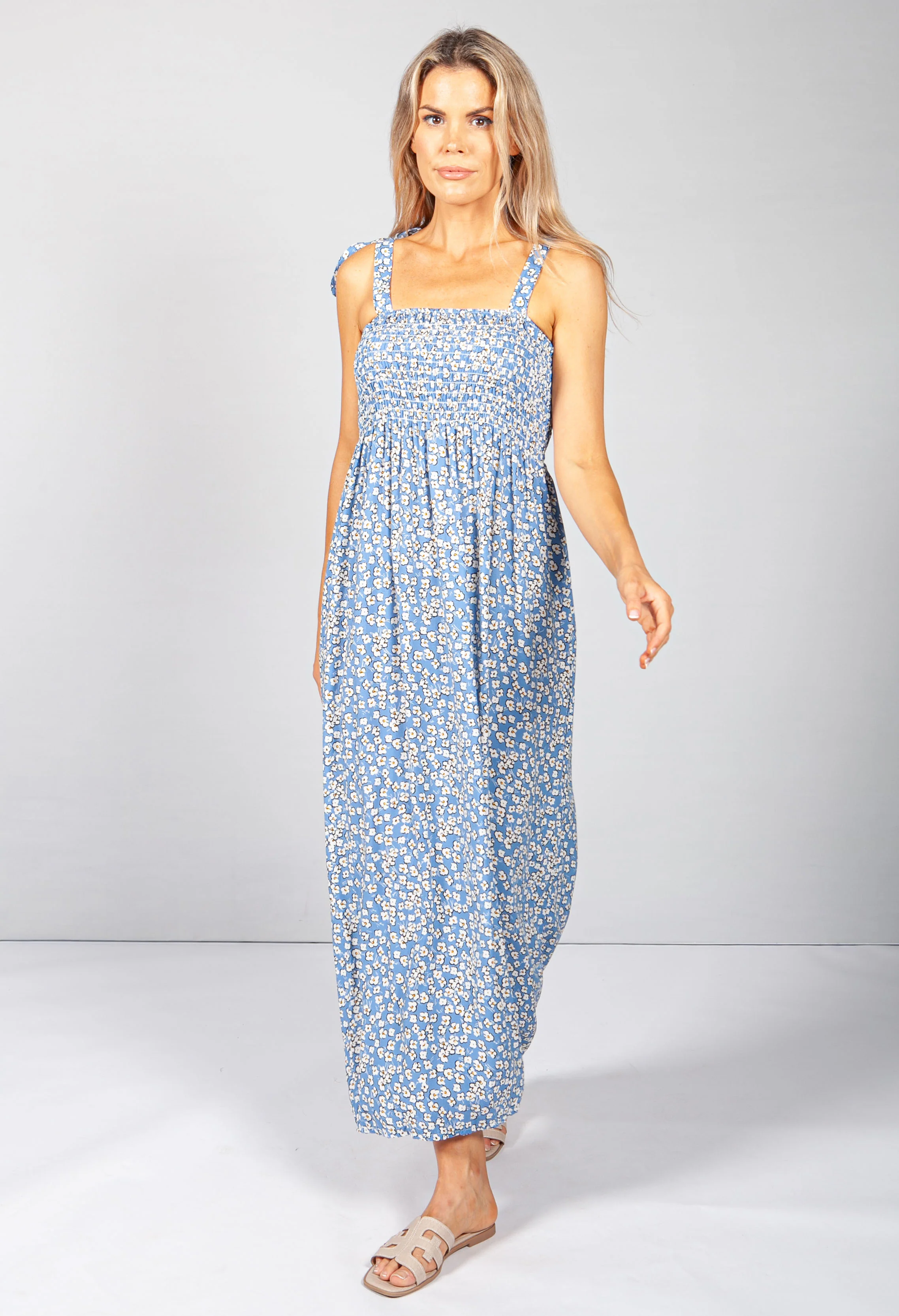 Blue Daisy Pop Smocking Dress