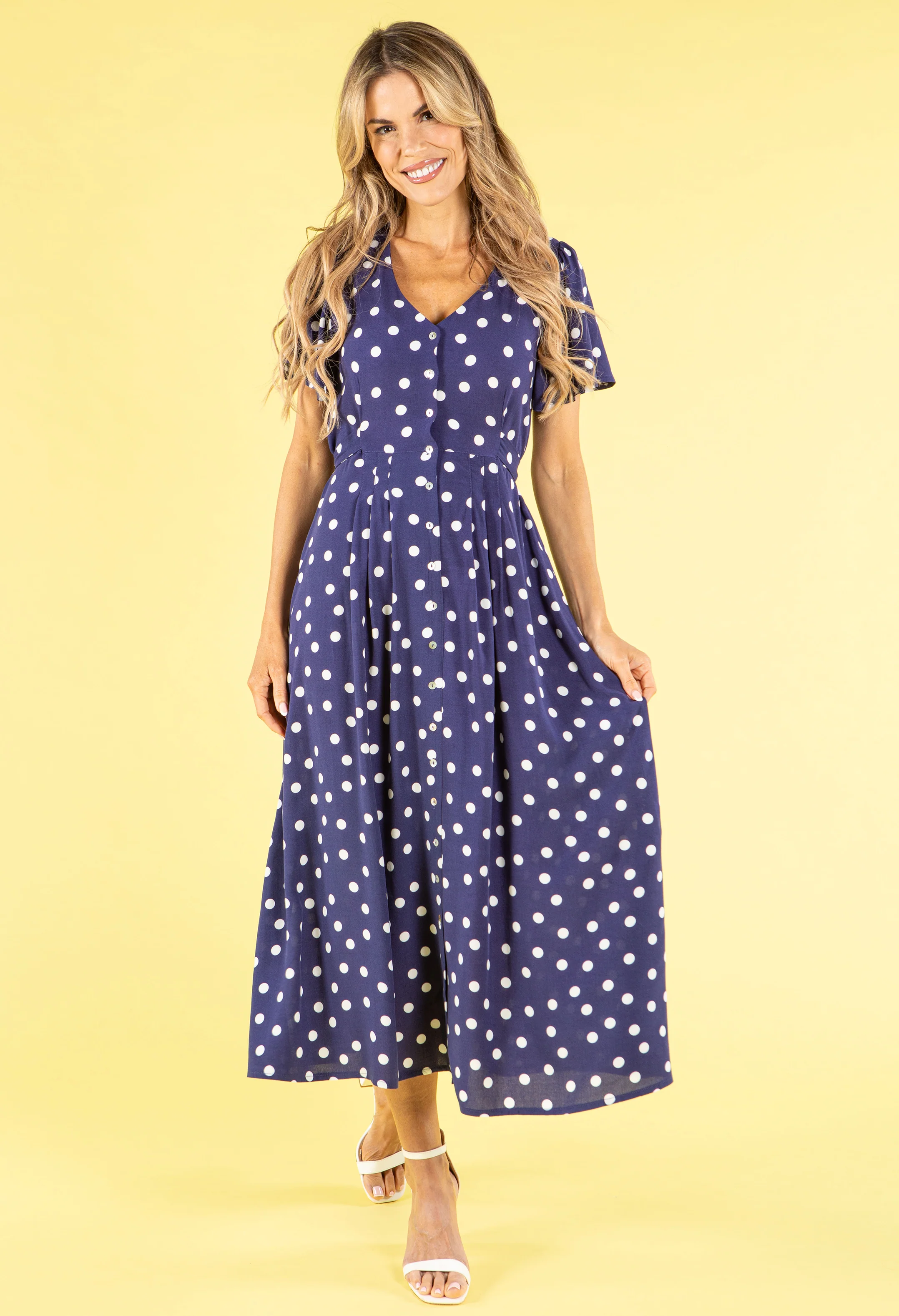 Button Through Polka Dot Dress
