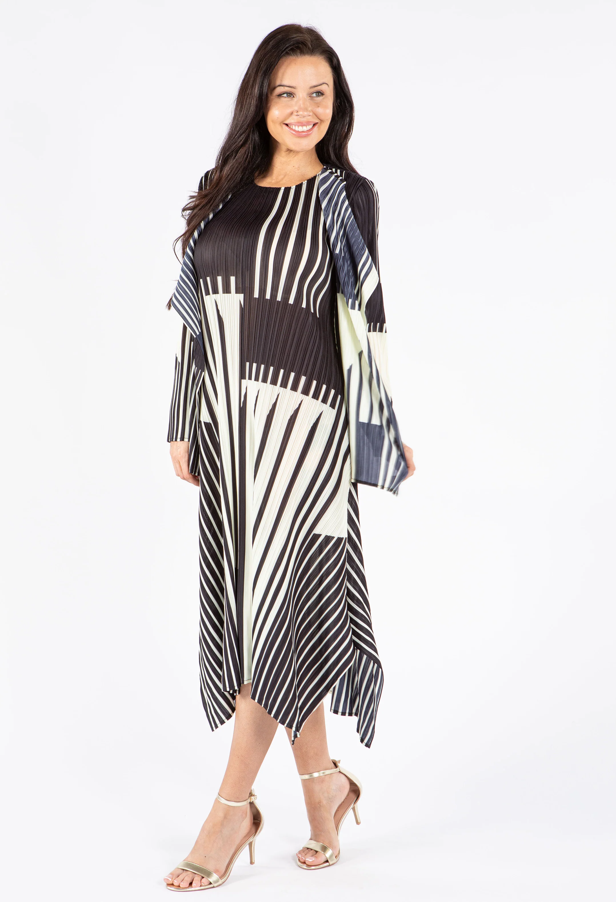 Pleated Stripe Open Jacket