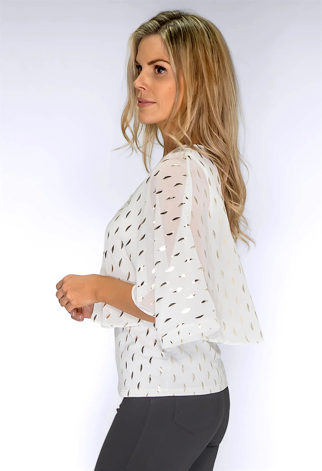 Off-White and Gold Layered Top