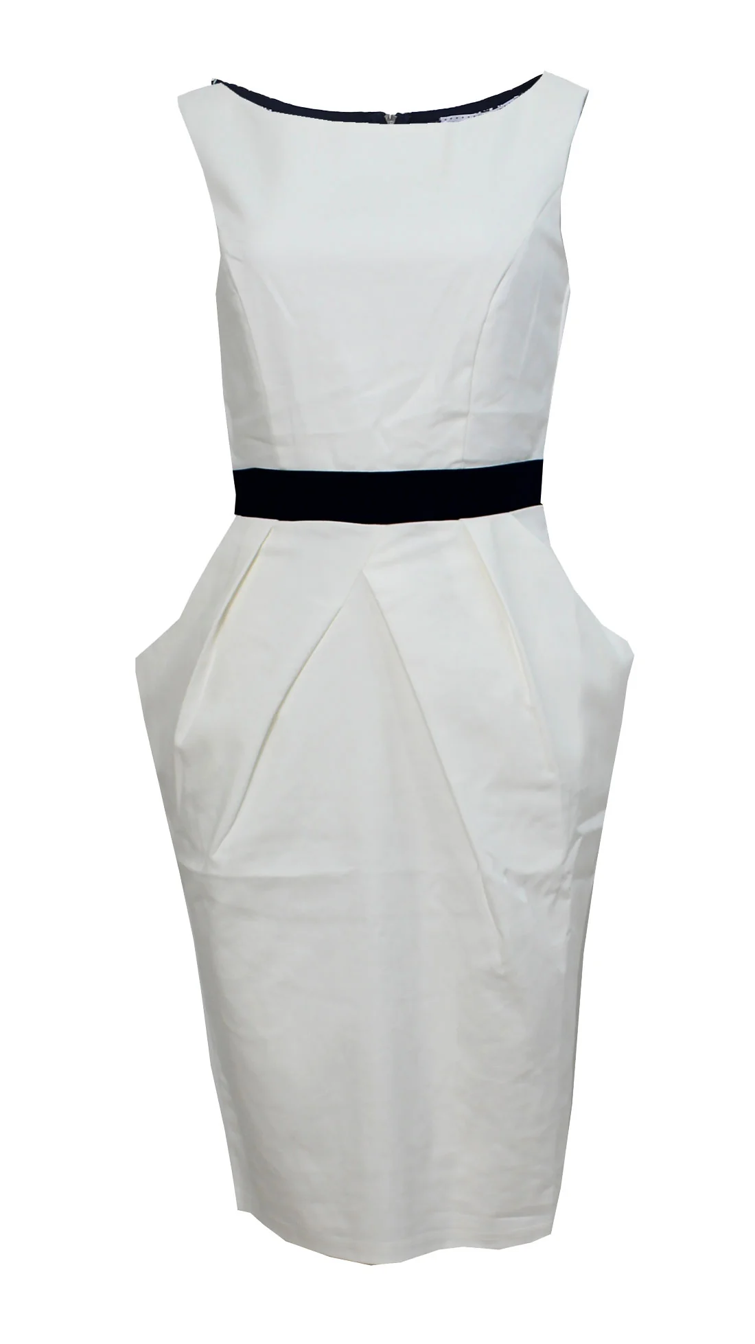 Cream and Navy Trim Dress