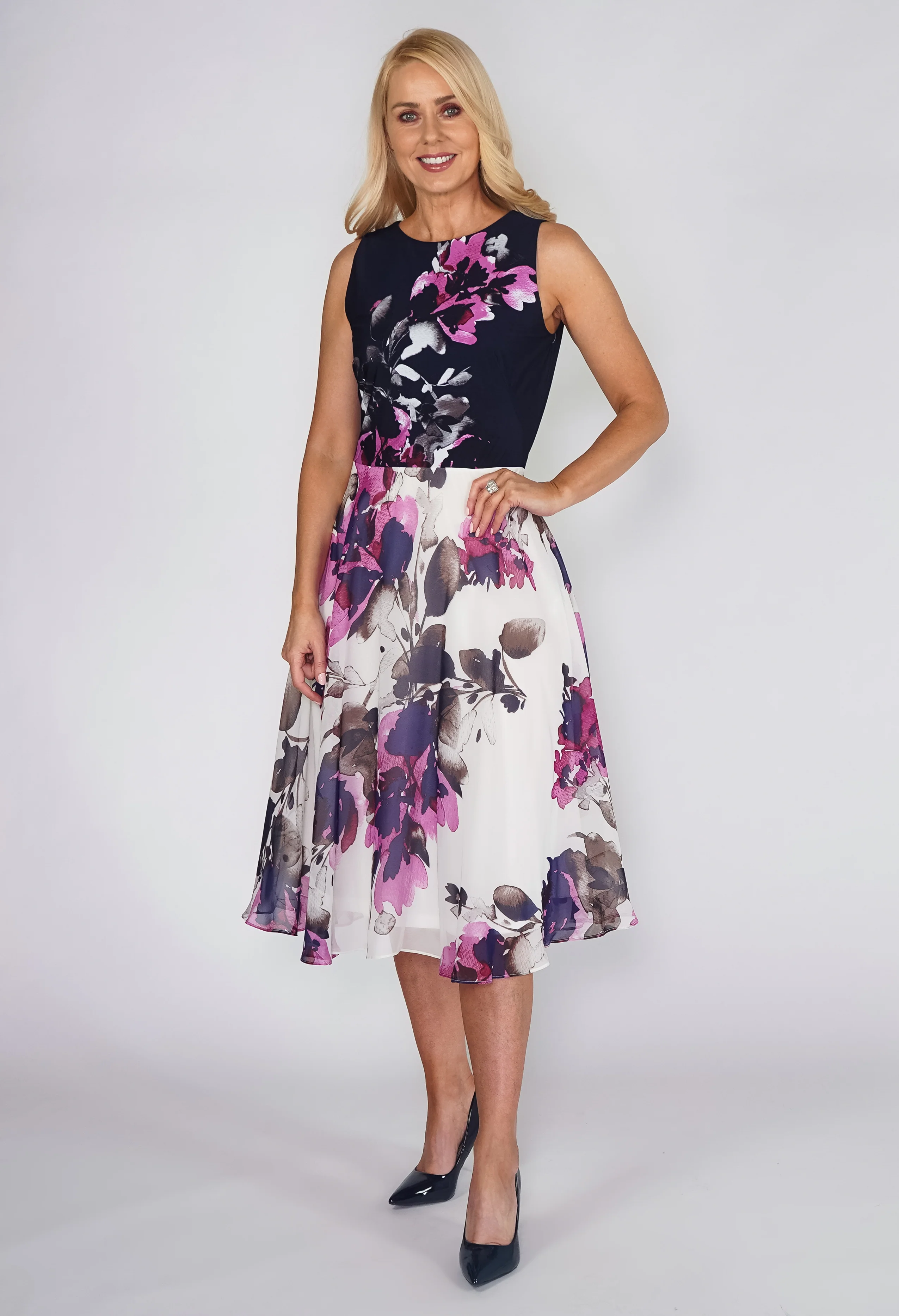 Floral Contrast Dress