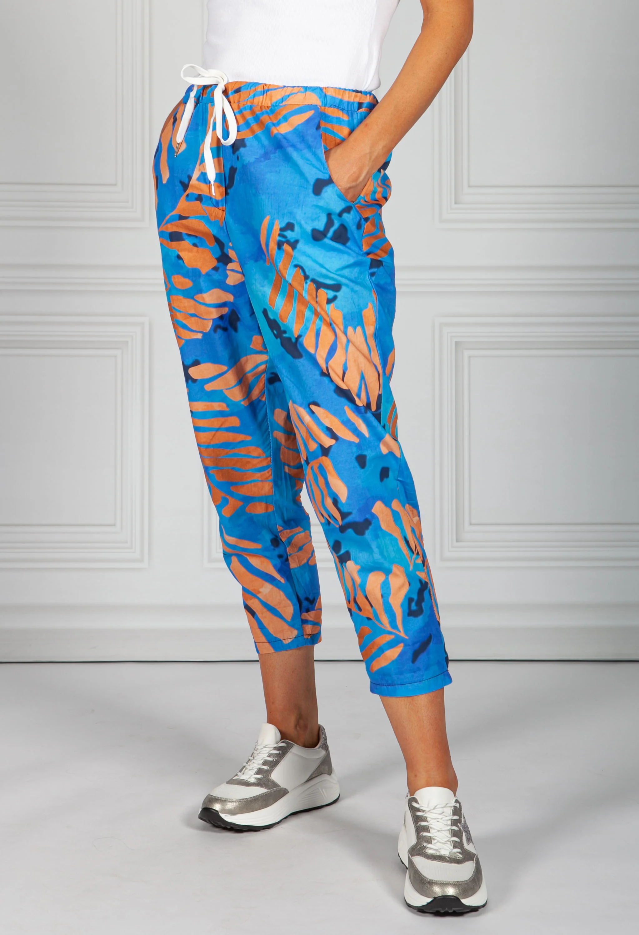 Bright Blue Palm Print Joggers