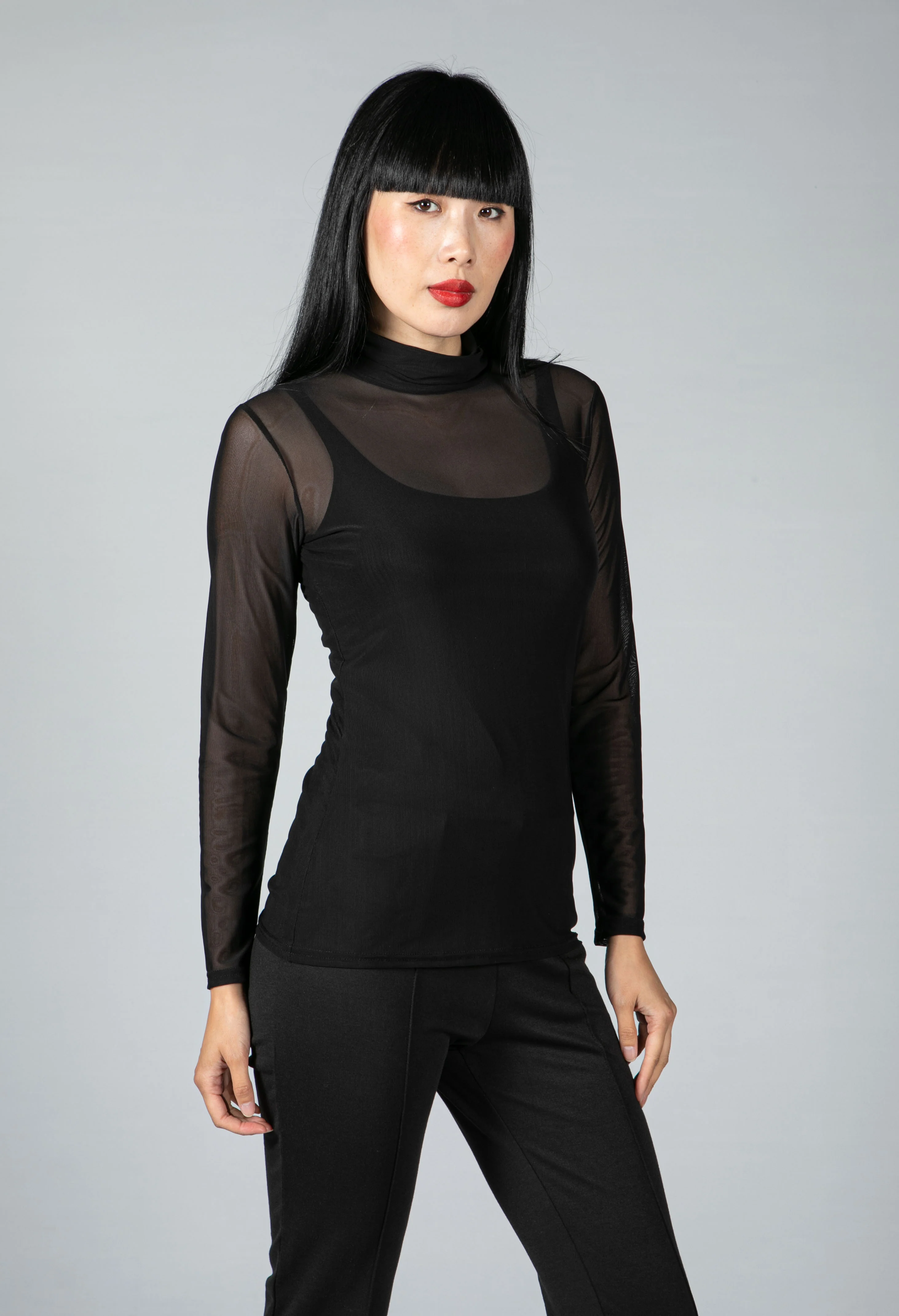 Polo Neck Mesh Top