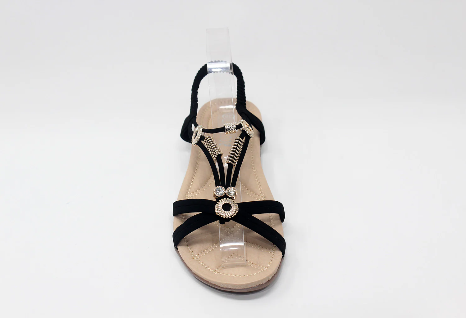 Gold Studded Sandal in Black