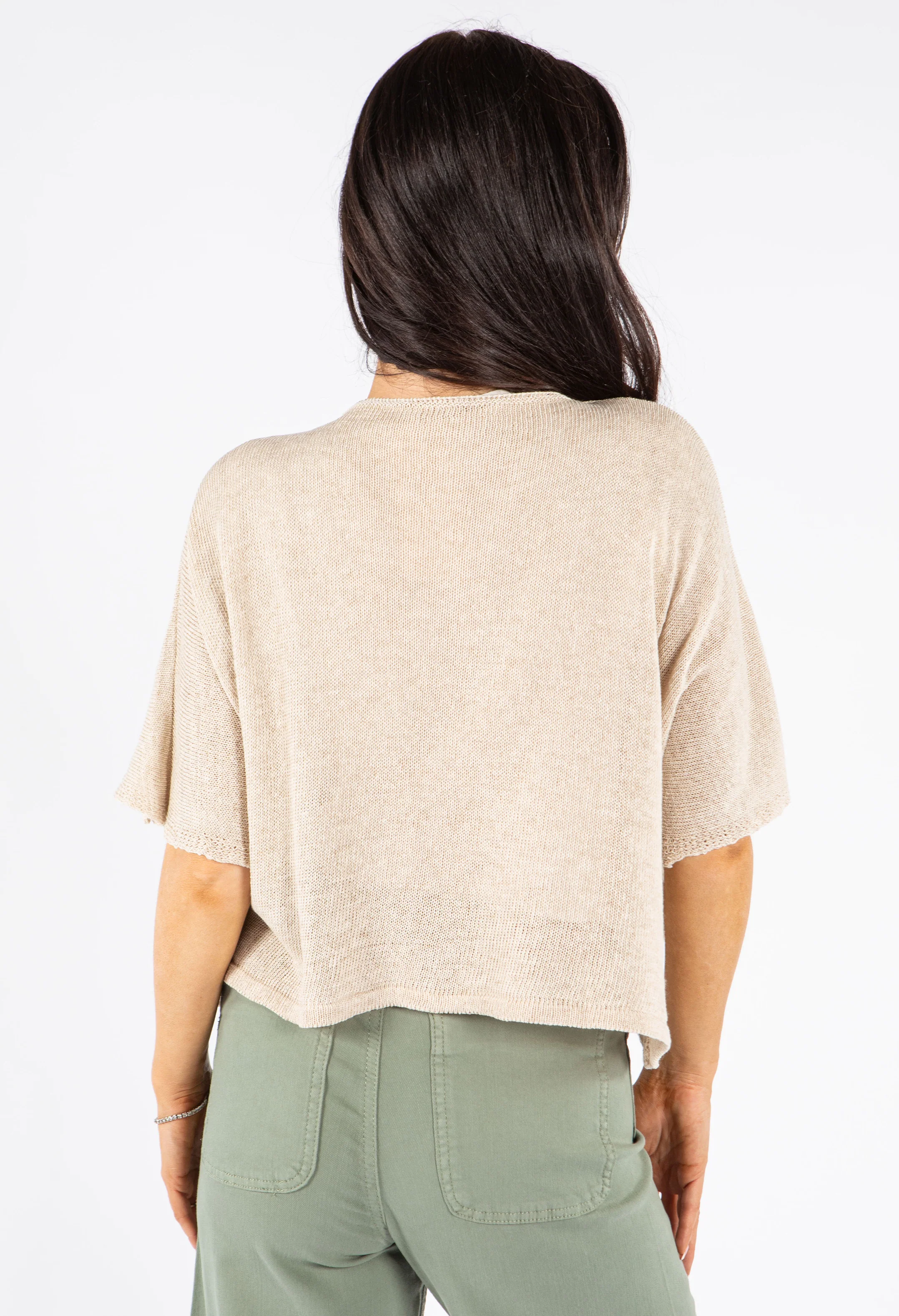 V-Neck Cropped Knit Cardigan