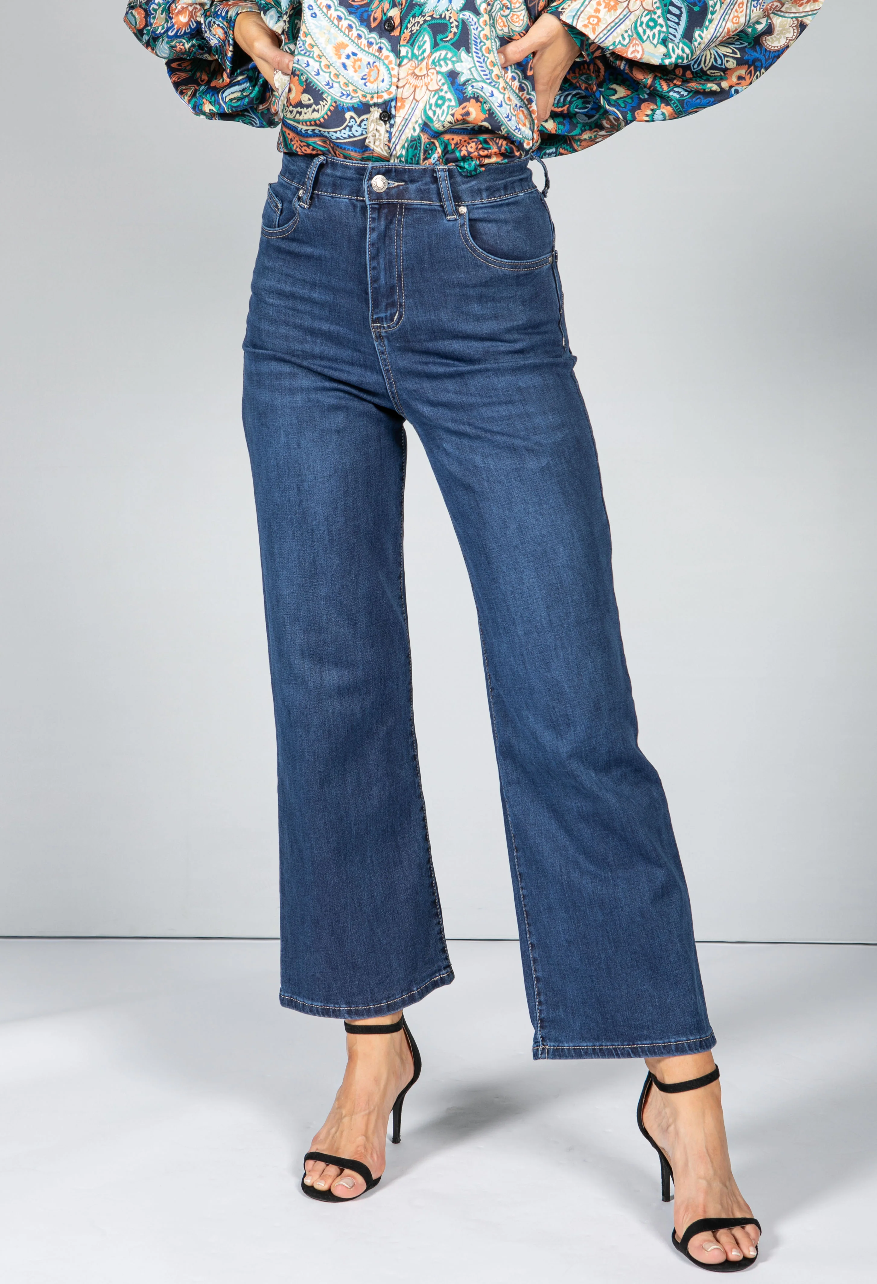 Mid Wash Wide Leg Jeans