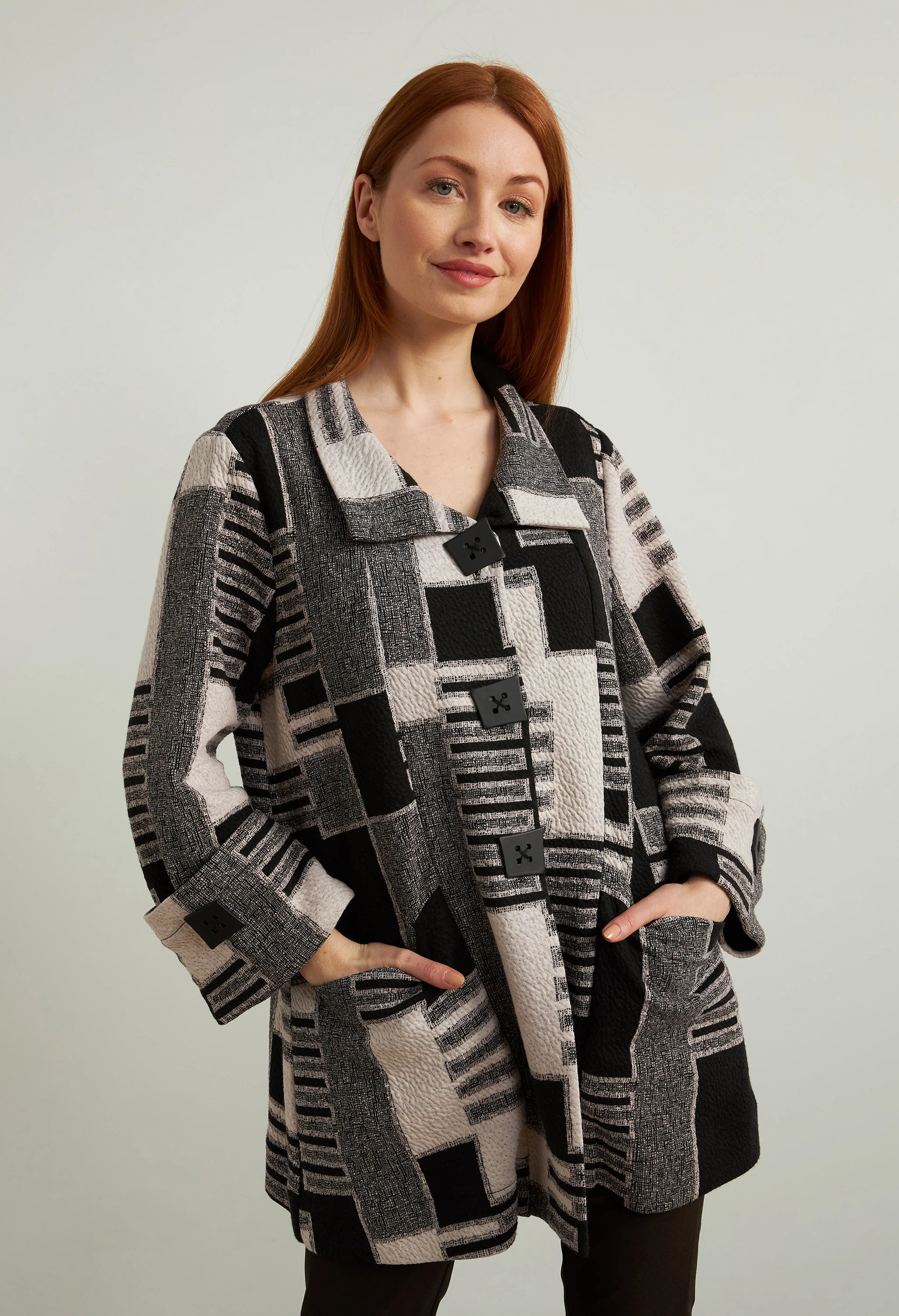 Geometric Jacquard Jacket Style