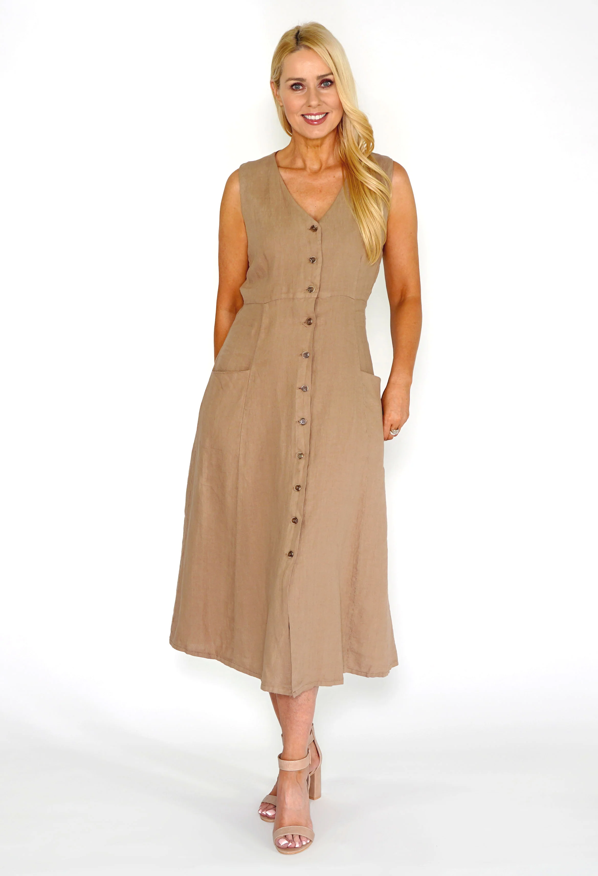 Sand Button Dress