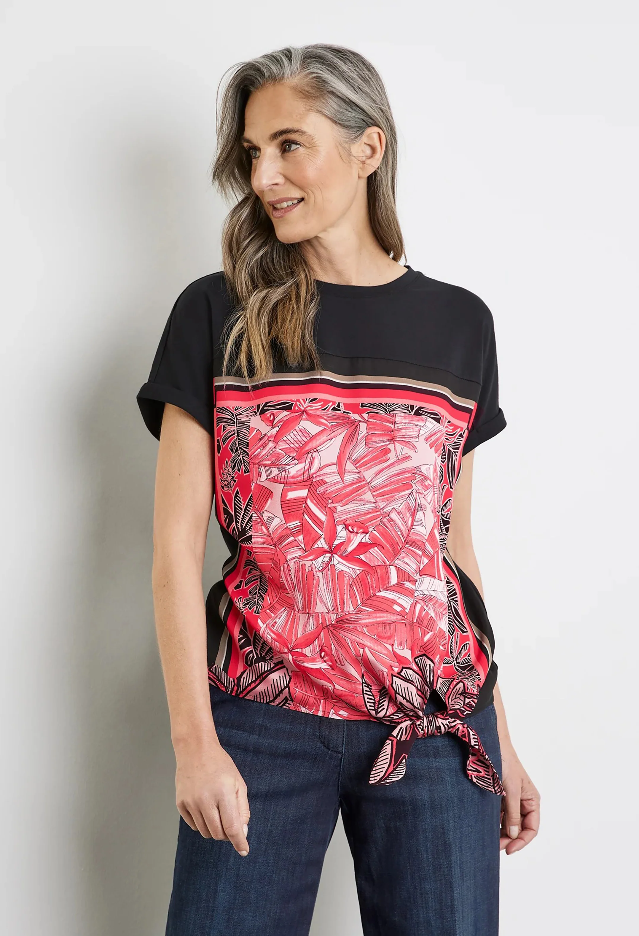 Knotted Detail Print Top